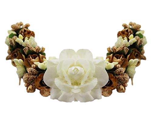 Kabello Bun Maker Hair Accessories for Women - Brown & White Hair Gajra (Pack of 1) | Perfect for Updos, Ponytails & Special Occasions