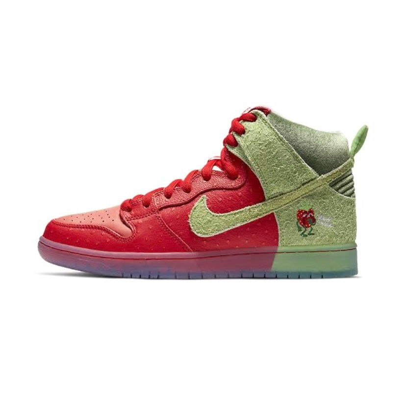 Nike Dunk High Top Sneakers - Strawberry Cough Colorway, University Spanish Green & White - Perfect for Streetwear, Casual Outfits & Sneaker Collectors