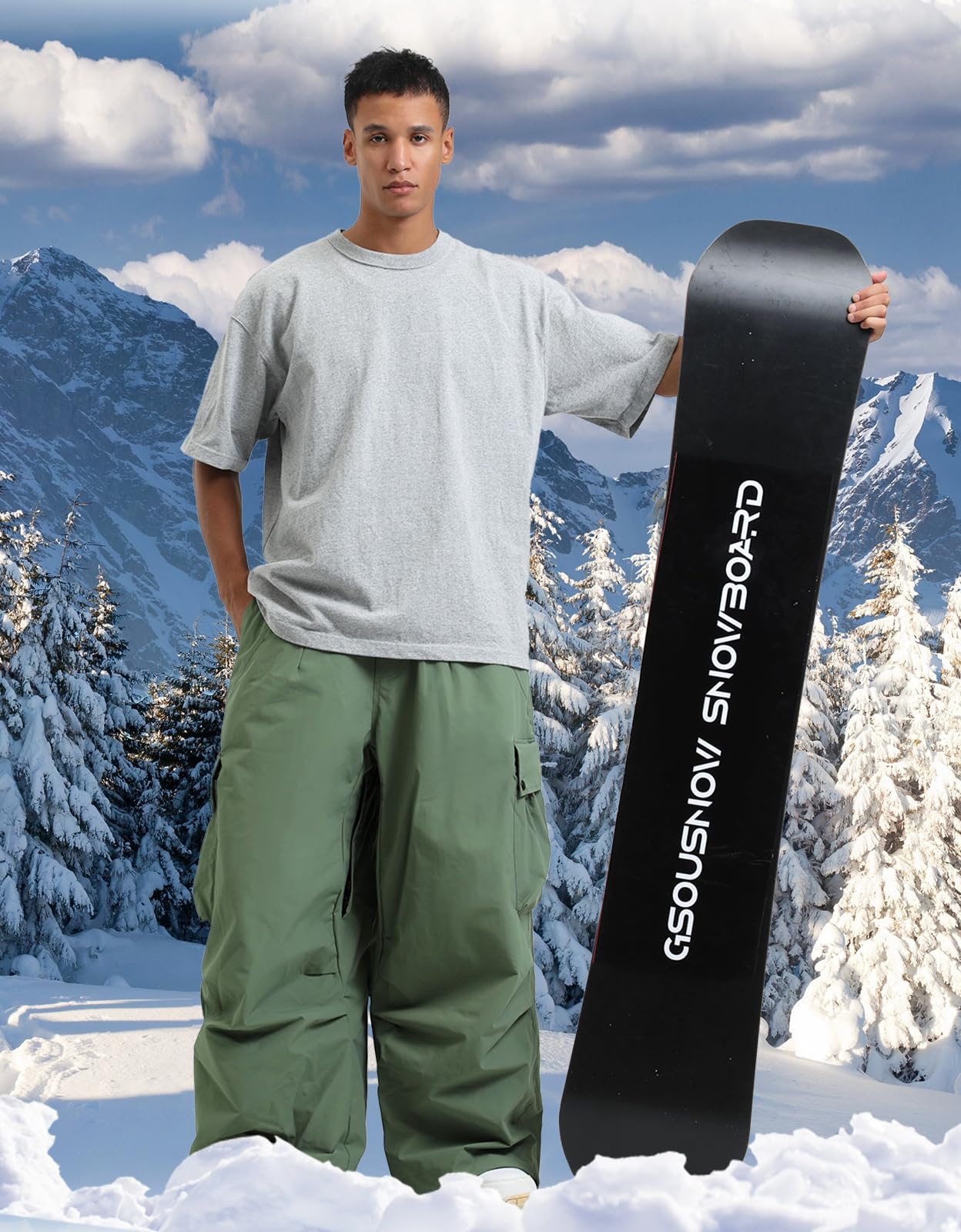 **Men's & Women's Waterproof Insulated Snowboard Pants - Super Baggy Loose Fit Ski Pants for Winter Sports & Outdoor Activities**    *(场景: Perfect for Snowboarding, Skiing, and Cold-Weather Adventures)*