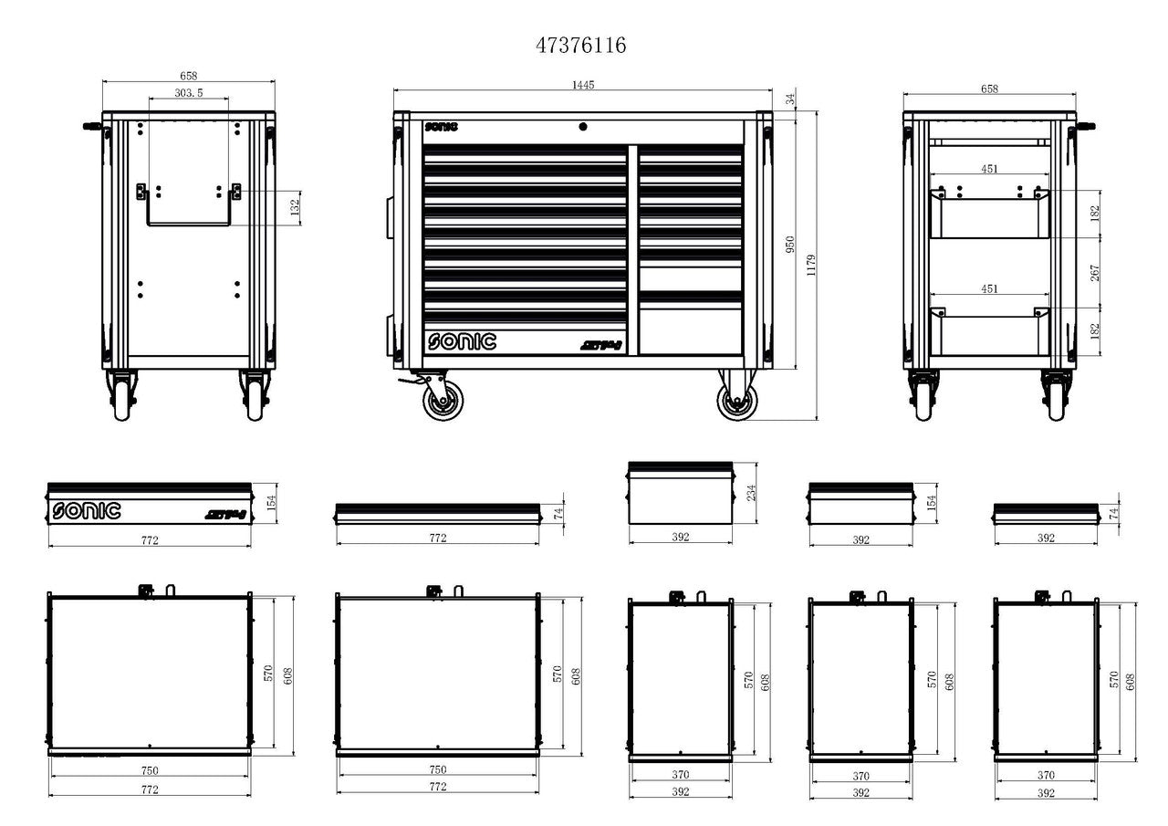 NEXT S14 16-Drawer Toolbox - Heavy Duty Storage for Tools & Hardware | Perfect for Garage, Workshop & DIY Projects
