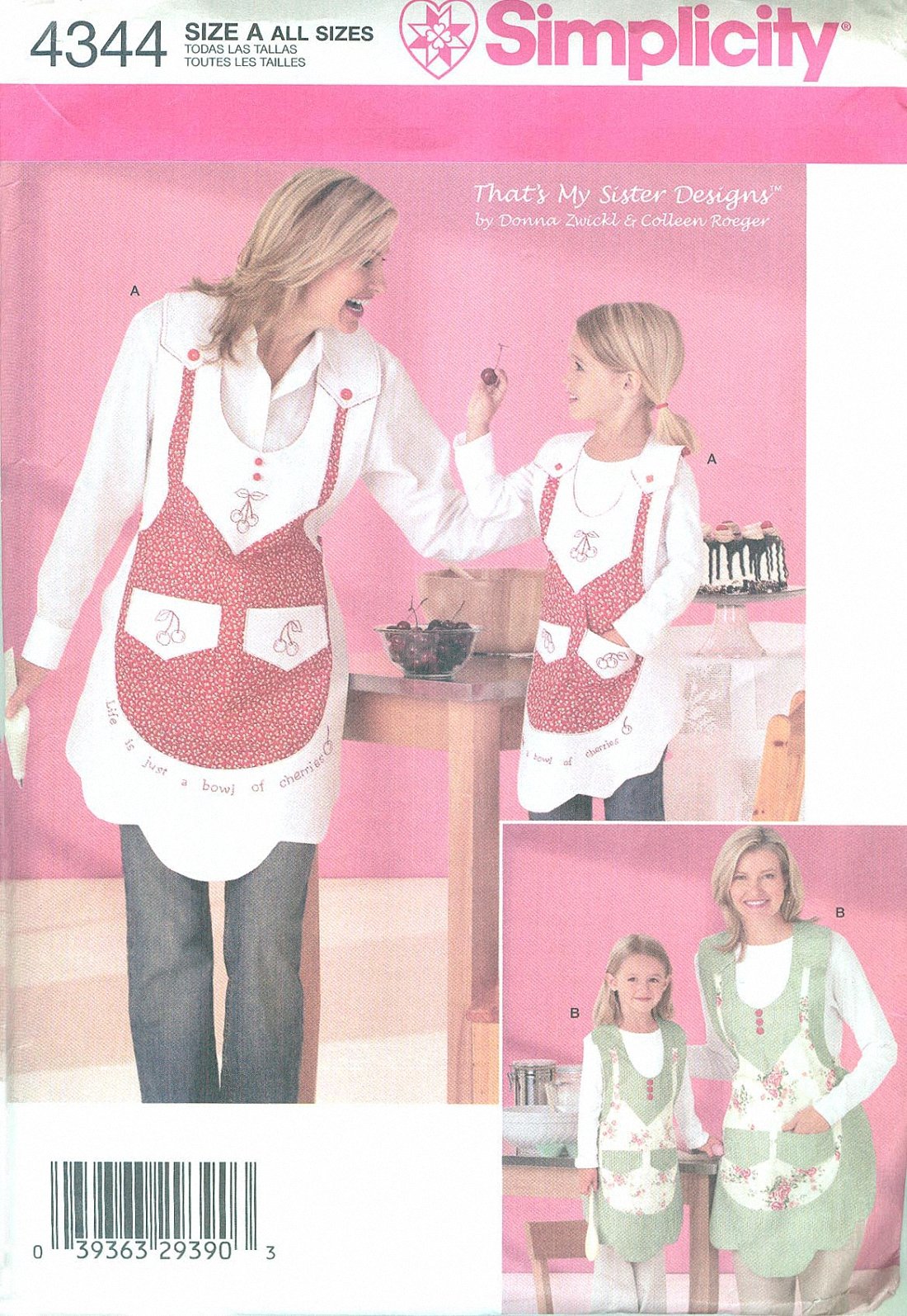 Simplicity 4344 Girls & Women's Adjustable Kitchen Apron Sewing Pattern - DIY Cooking, Baking & Crafting Apron for Home & Professional Use