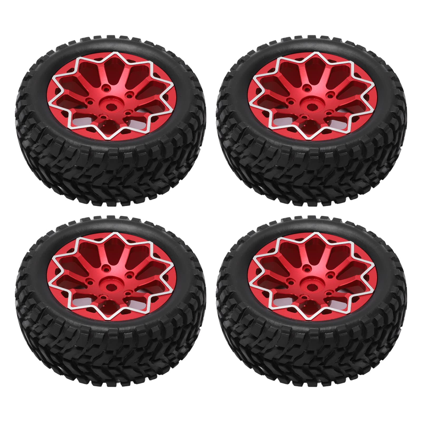 Qqmora 12mm Rubber Tires - 4Pcs Durable RC Car Wheels with Strong Cushioning & Superior Grip for On-Road Racing (Red) - Perfect for RC Drift Cars, Speed Racing & Off-Road Adventures