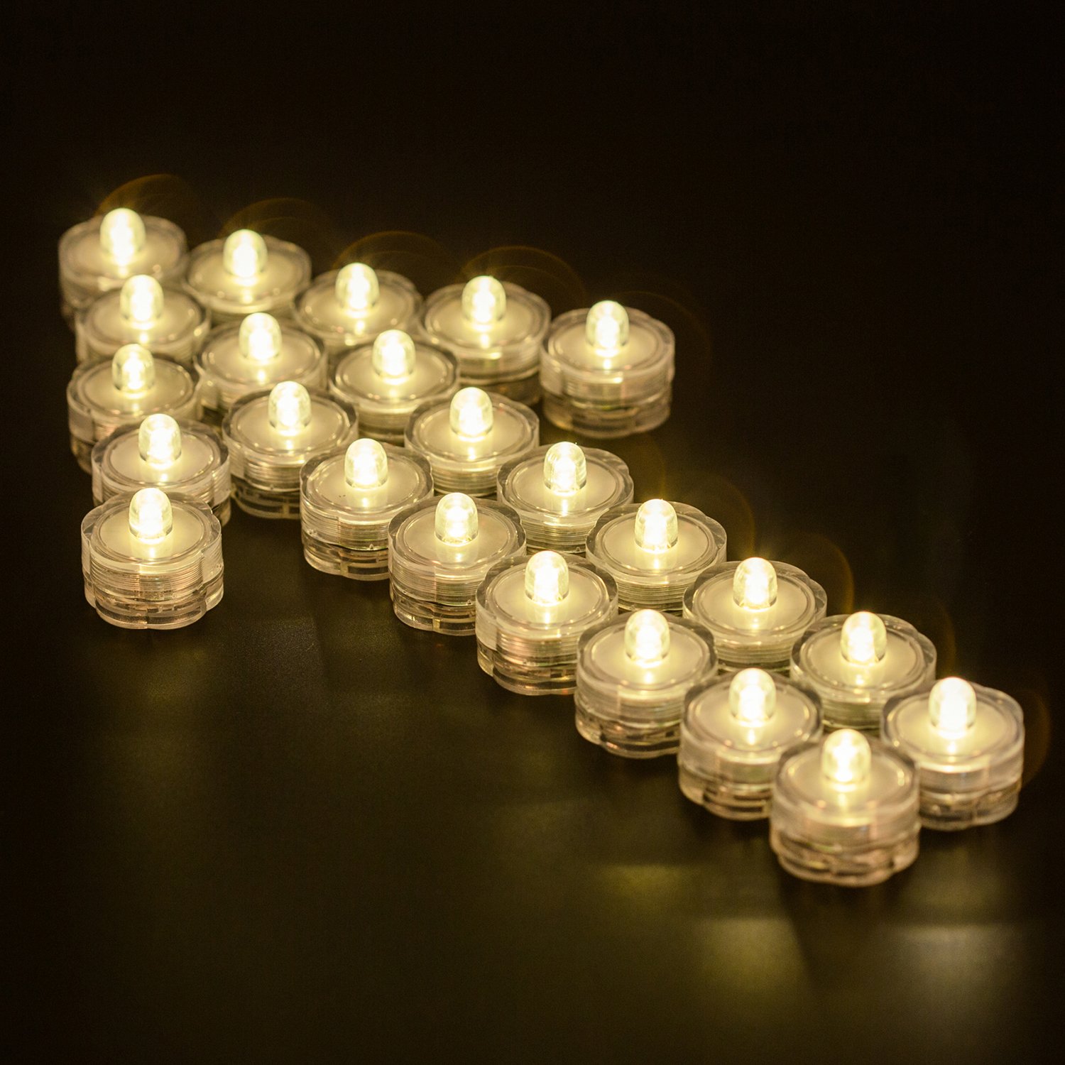 Waterproof Submersible LED Tea Lights - 24 Pack Warm White Underwater Wedding Candles for Centerpieces, Parties, Christmas Decorations - Perfect for Aquariums, Pools, and Romantic Dinner Settings