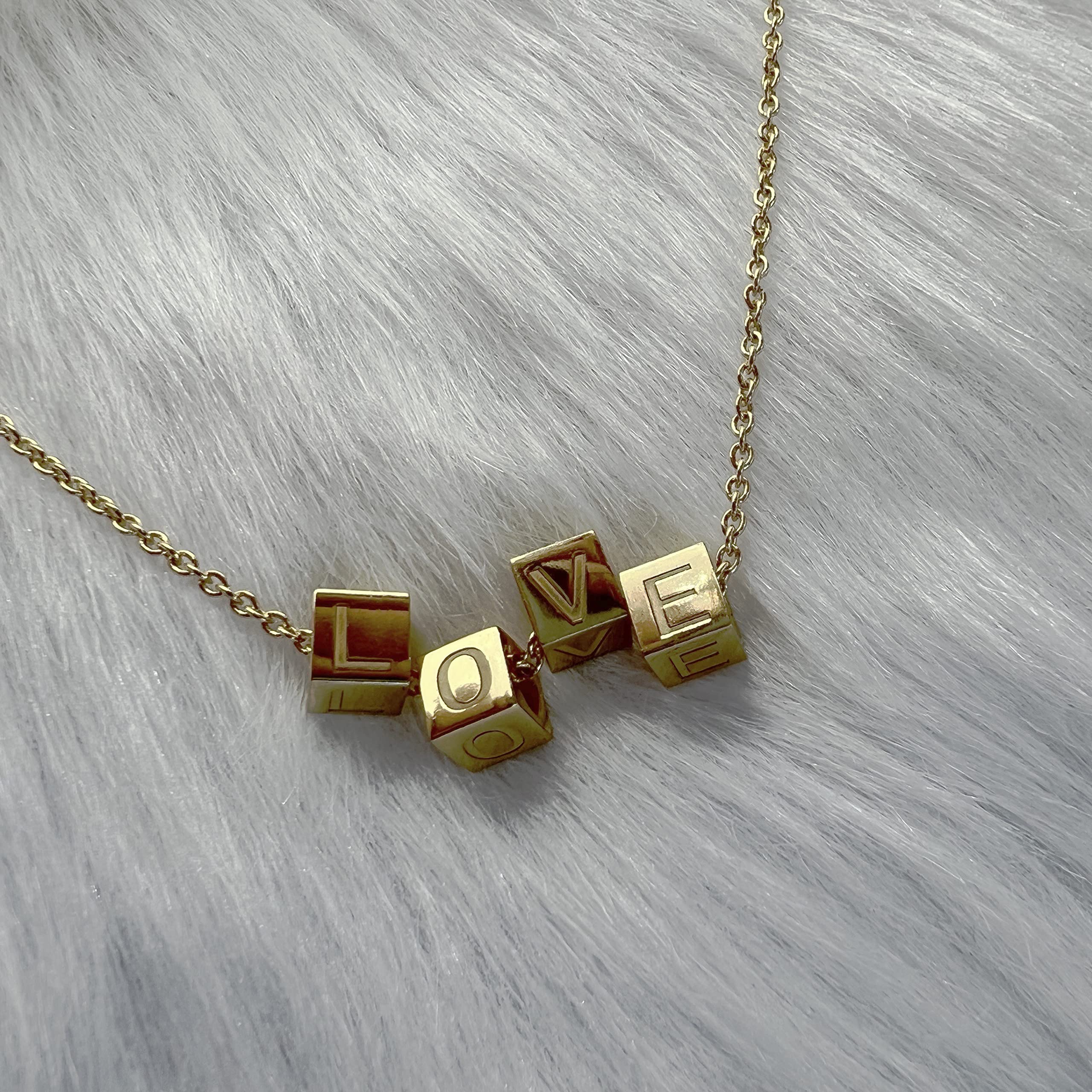 Cube Initial Necklace for Women - 18” Cable Chain Pendant Necklace | Handmade in USA | Personalized Jewelry Gift for Her | Perfect for Birthdays, Anniversaries & Special Occasions