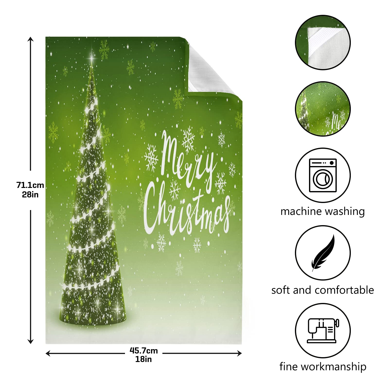 ALAZA Christmas Trees Decorative Kitchen Dish Towels Set of 6 - Soft & Absorbent Hand Towels for Home Cleaning, Dishcloths (18x28 Inch) - Perfect for Holiday Cooking, Baking, and Festive Kitchen Decor