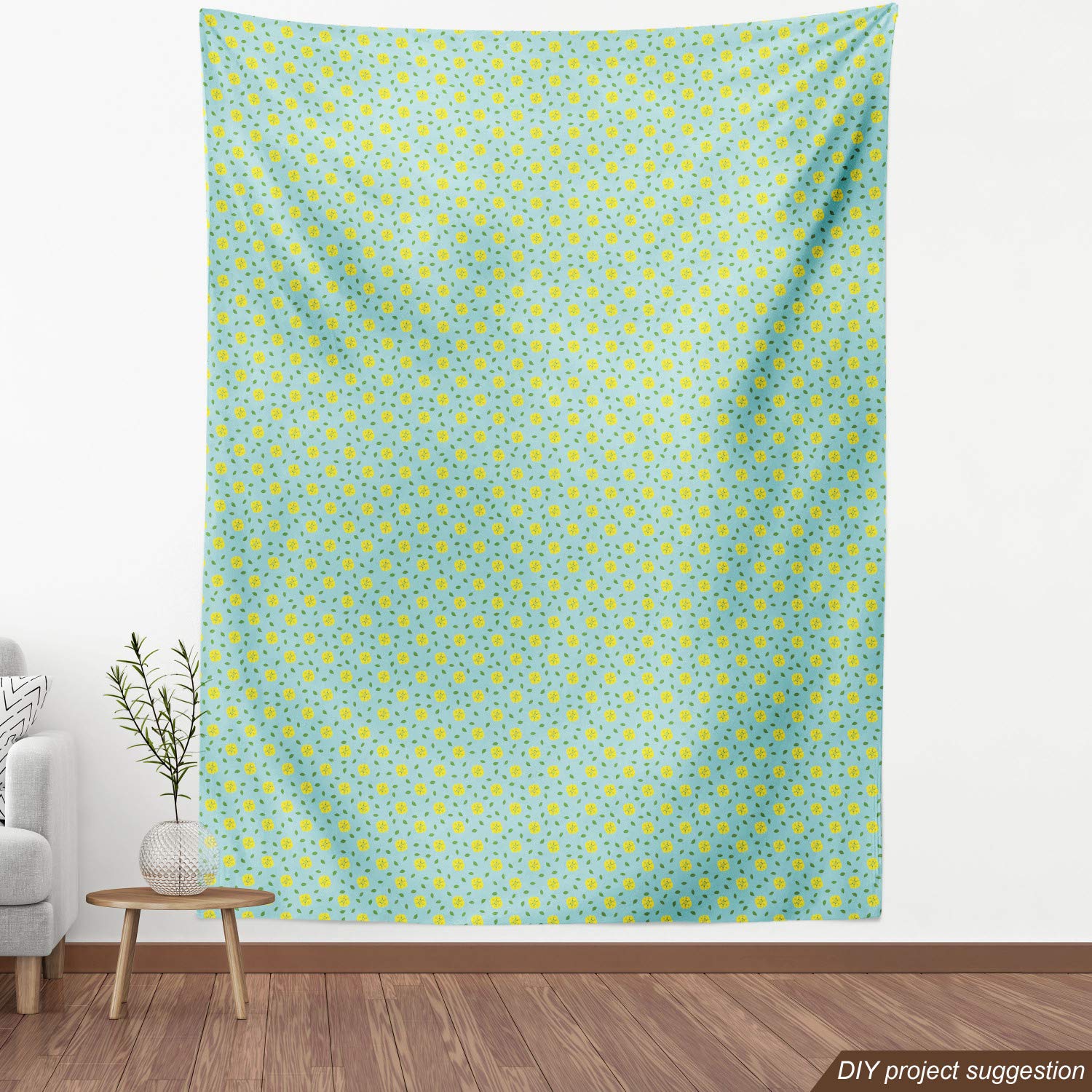 Ambesonne Spring Fabric - Minimal Leaves Floral Print for Upholstery, Home Decor - 10 Yards