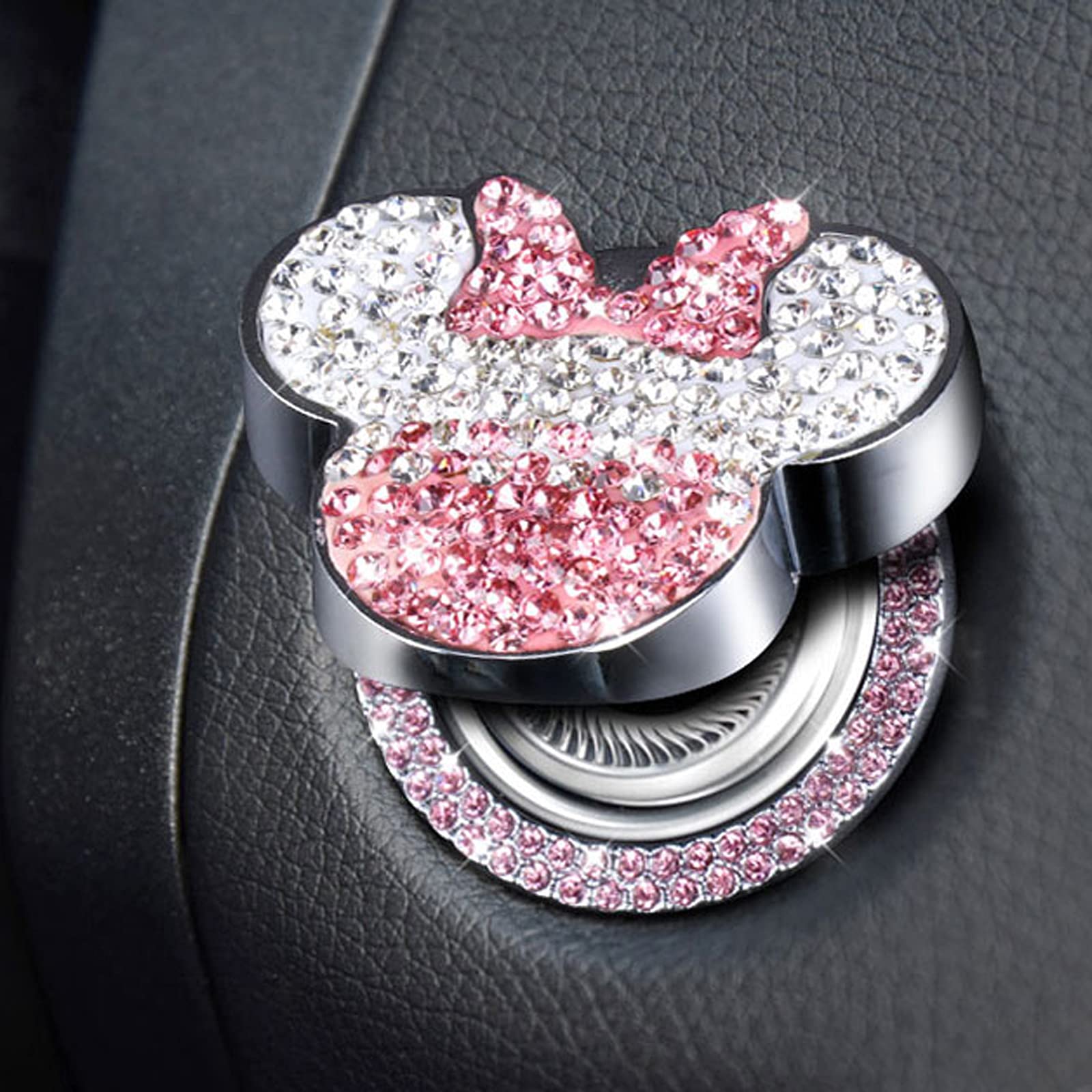 Cute Pink Crystal Car Push Start Button Cover - Bling Accessory for Women & Girls - Perfect for Car Interior Decoration