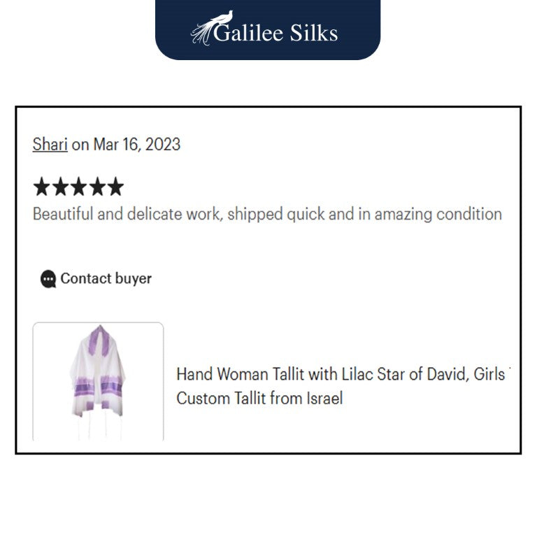 Lilac Star of David Tallit Prayer Shawl for Women & Girls - Elegant Jewish Religious Scarf for Synagogue, Bat Mitzvah & Spiritual Ceremonies