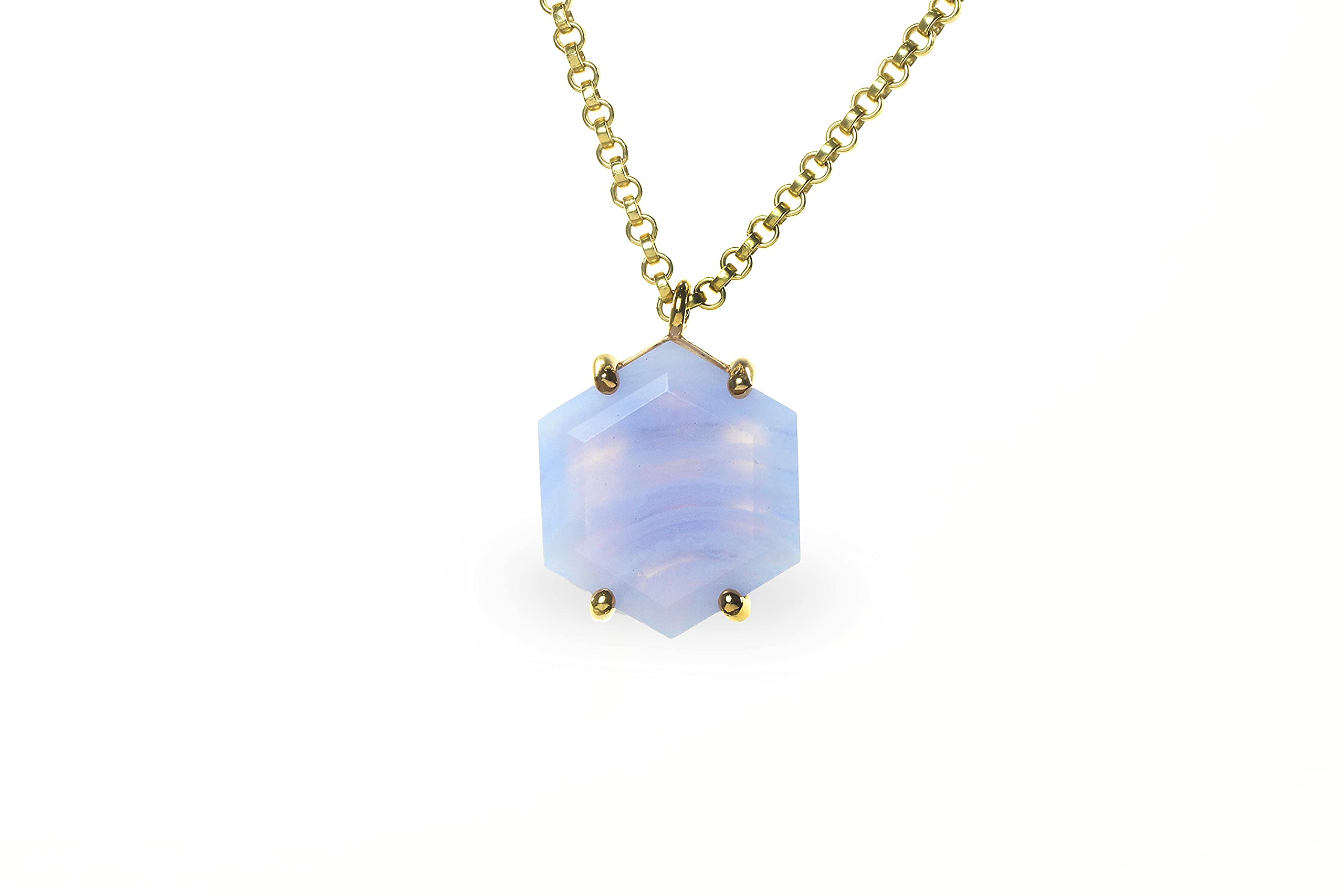 Blue Lace Agate Necklace - 14K Gold Vermeil Statement Necklace for Women - Handmade Gemstone Jewelry - Perfect for Bridal, Fashion & Gifts | Elegant Everyday Wear & Special Occasions