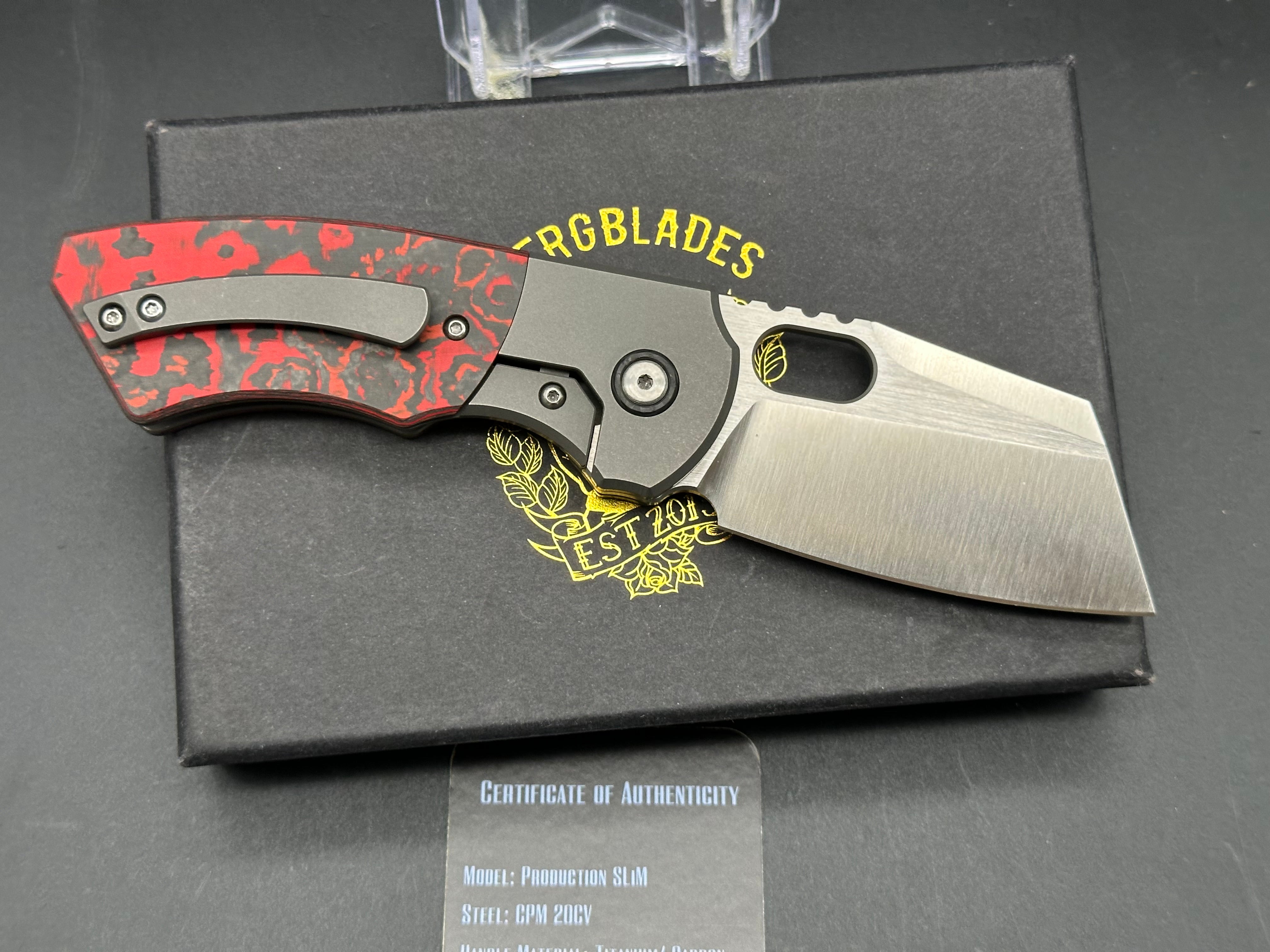 Berg Slim Satin Lava Flow Folding Knife with Premium 20CV Steel Blade - EDC, Outdoor Camping, Hunting & Survival Gear