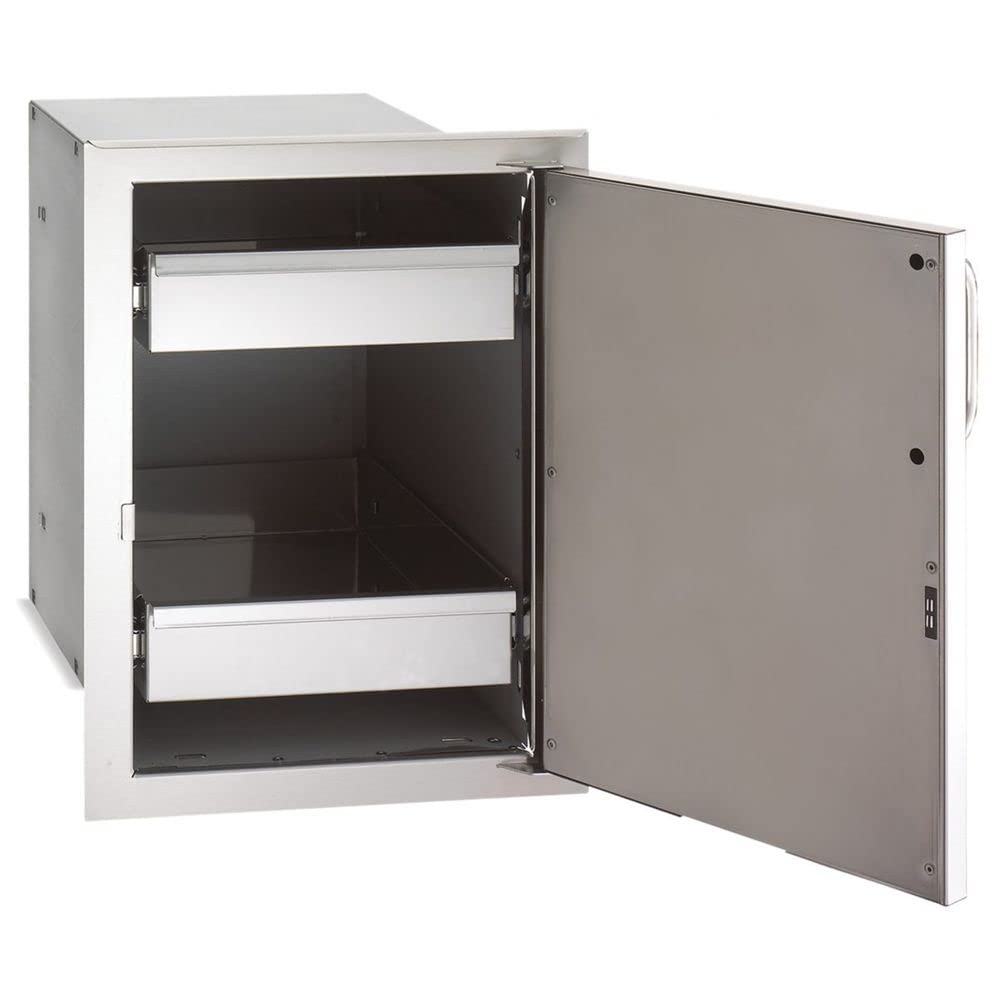 FireMagic Flush Mounted Single Door with Dual Drawers - Left Hinge | Premium Built-In Refrigerator Cabinet | Perfect for Modern Kitchens & Outdoor BBQ Islands