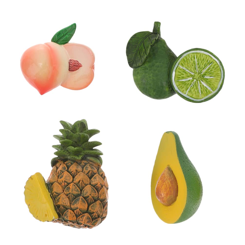 Bestoyard 4-Pack 3D Fruit Fridge Magnets - Peach, Pineapple, Lemon, Avocado Shaped Refrigerator Magnets | Removable Decorative Magnets for Fridge, Microwave, Whiteboard | Perfect for Kitchen, Office & Dorm Decor
