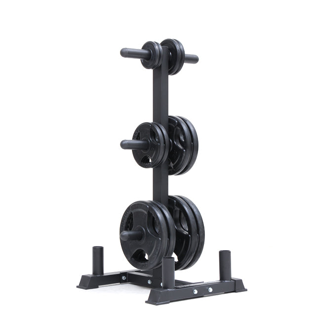 XM Fitness Olympic Weight Tree - Heavy Duty Barbell and Plate Storage Rack for Home Gym - Perfect for Weightlifting, CrossFit, and Strength Training