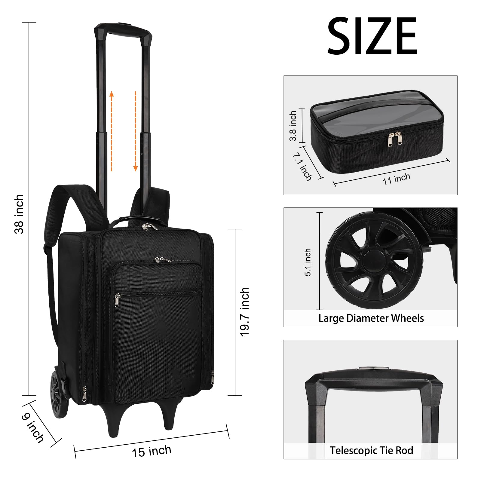 Professional Rolling Makeup Case - Extra Large Travel Cosmetic Organizer with 4 Removable Bags | Portable Makeup Train Case for Artists & Beauty Enthusiasts | Perfect for Salon, Bridal, On-Set & Travel Makeup Storage