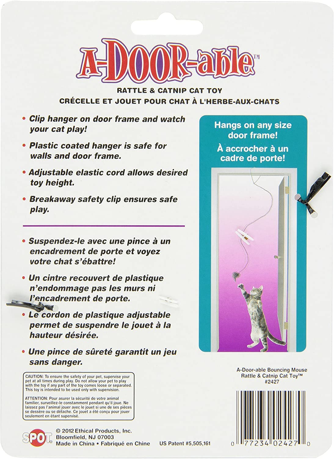 A-Door-Able Real Fur Cat Toy Mouse - Natural Soft Fur for Play & Training - Perfect for Indoor Cats & Kittens to Chase & Pounce