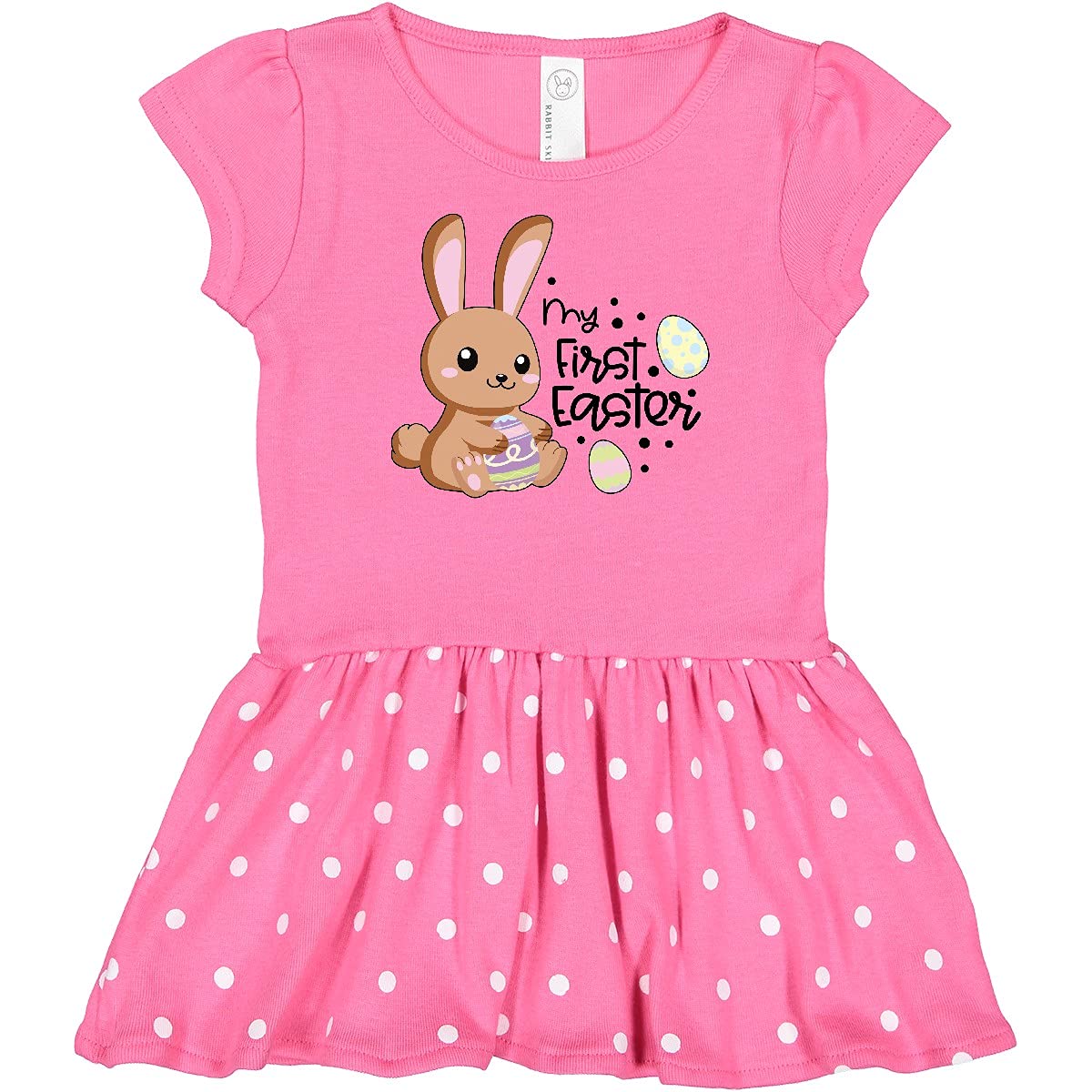 My 1st Easter with Brown Bunny & Easter Eggs Baby Dress - Adorable Easter Outfit for Infants - Perfect for Easter Photos, Church & Family Gatherings