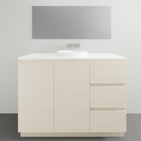 ADP Glacier Lite Ensuite Vanity Set with Solid Surface Top - 3-Piece Door and Drawer Bathroom Vanity for Modern Homes | Perfect for Small Bathrooms, Guest Suites & Apartment Remodels