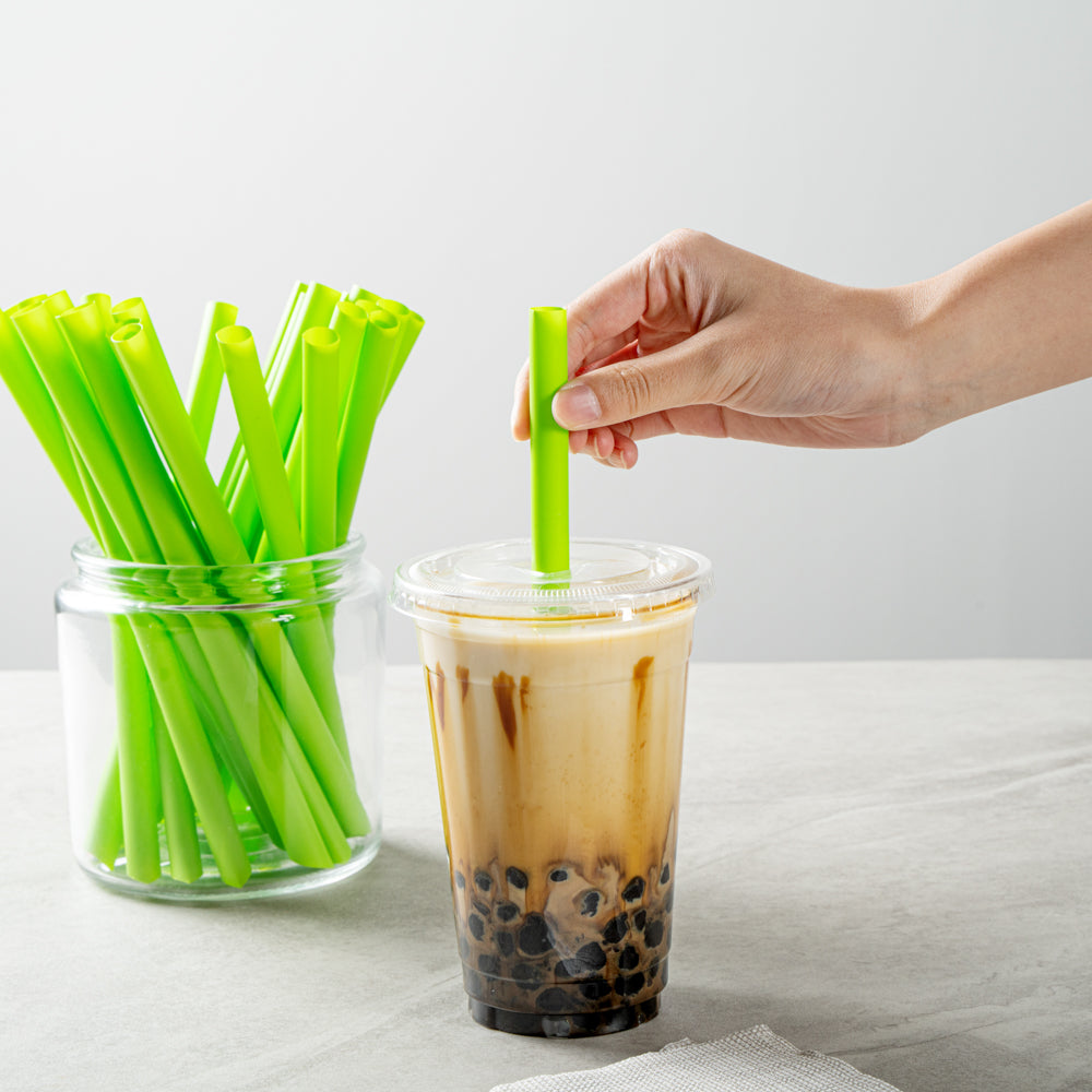 Eco-Friendly Compostable PLA/PBAT Plastic Boba Straws - 100 Count Box | Biodegradable Drinking Straws for Bubble Tea, Smoothies & Cold Beverages | Sustainable & Green Alternative to Plastic Straws