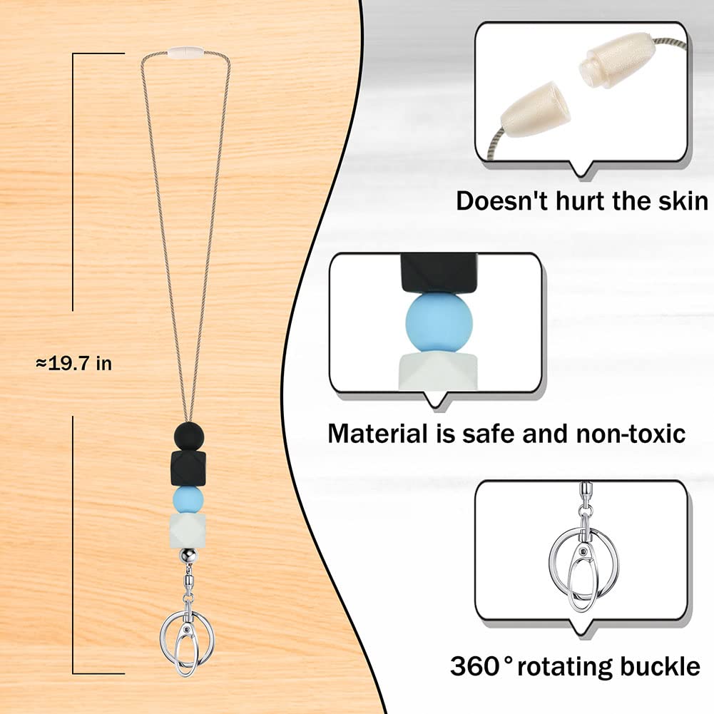 POPLOPP 4PCS Teacher Lanyards for ID Badges & Keys - Cute Silicone Beaded Lanyard for Women, Nurses, Employees, Students - Perfect for School, Hospital, Office & Work ID Cards