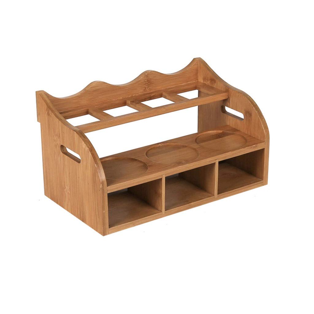 Premium Bamboo & Wood Spice Rack Organizer - Japanese Style Double Tier Spice Shelf for Kitchen Countertop, Pantry & Dining Table Organization