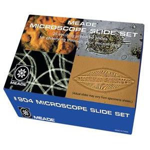 25-Piece Meade Microscope Prepared Slides Set for Kids & Students - Biology Lab Specimens for Science Education & Home Learning