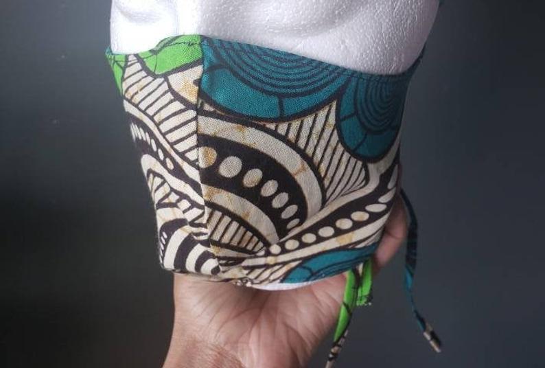 Onb2Studio African Wax Print Face Mask - Reusable Cotton Fabric Mask for Adults - Fashionable & Breathable for Daily Wear, Travel, and Outdoor Activities