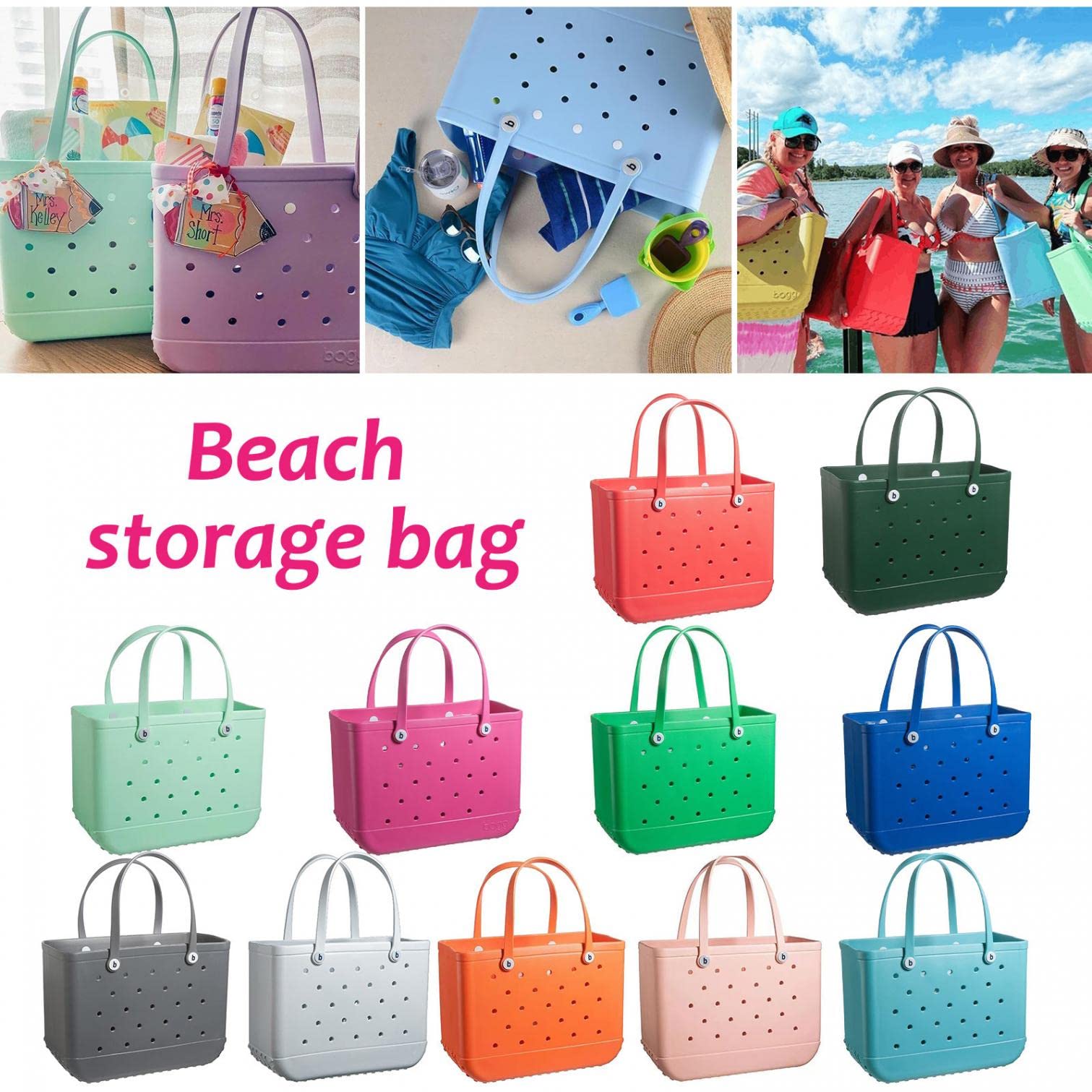 Waterproof Sandproof Beach Bag - Pink Outdoor Tote for Travel, Swimming & Sports | Lightweight Portable Handbag for Pool, Seaside & Vacation