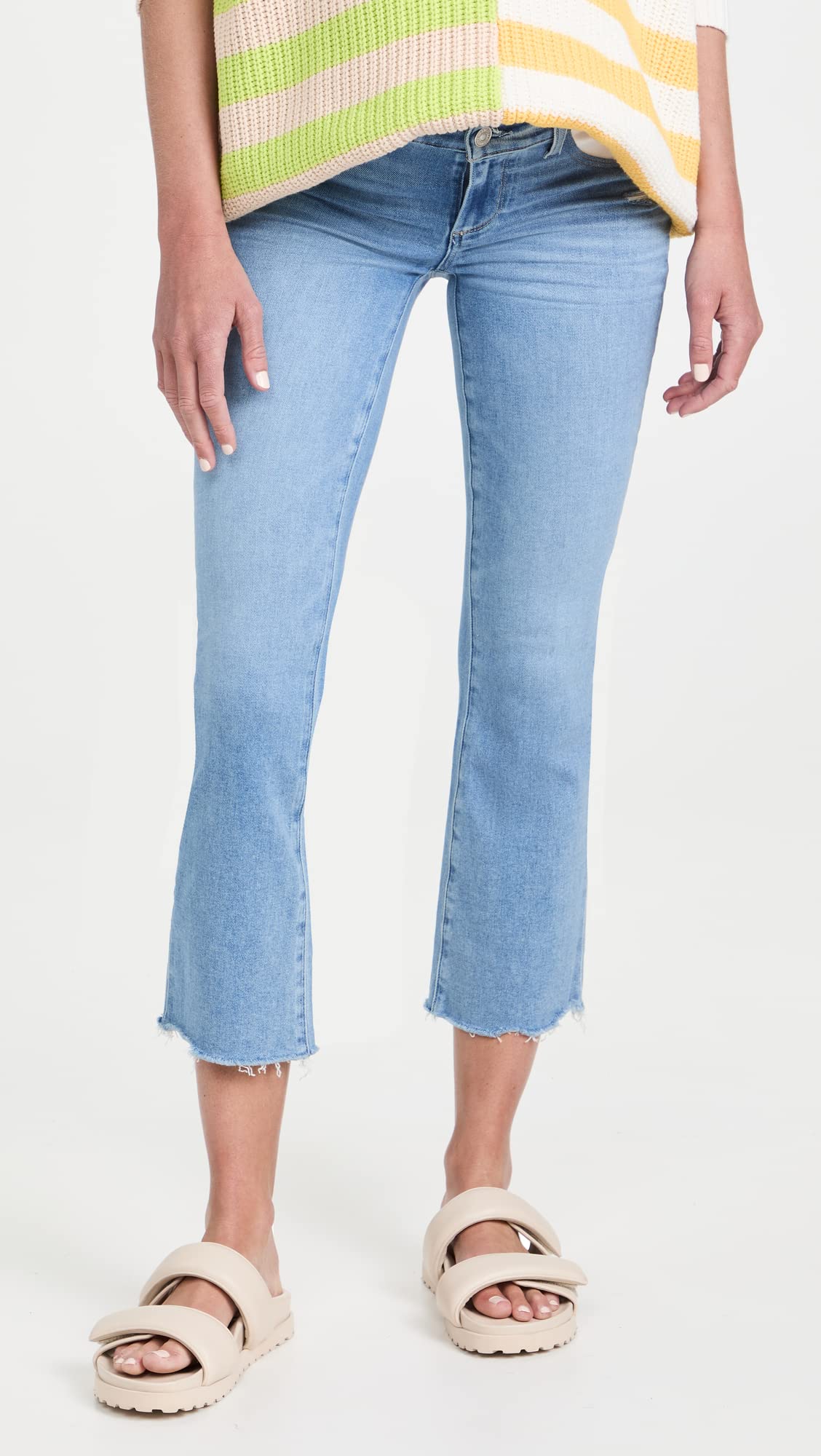 PAIGE Women's Maternity Colette Crop Flare Jeans - Stretch Denim Pants for Pregnancy Comfort | Perfect for Casual Outings & Maternity Photos