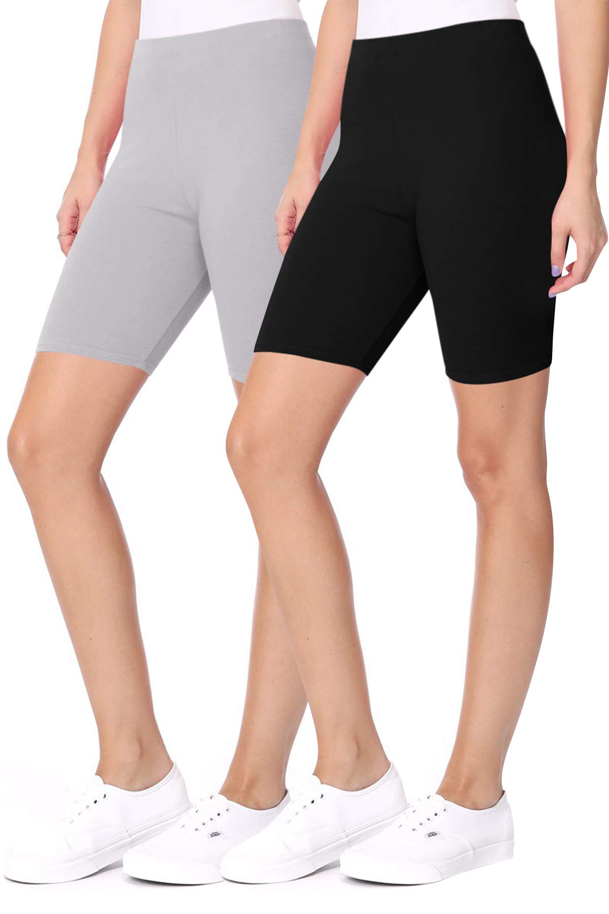 FashionJOA Women's High Waist Yoga Shorts - Seamless Stretchy Workout Biker Shorts for Running, Gym & Lounge - 2 Pack (Black/Black) | Perfect for Yoga, Pilates, Cycling & Everyday Comfort