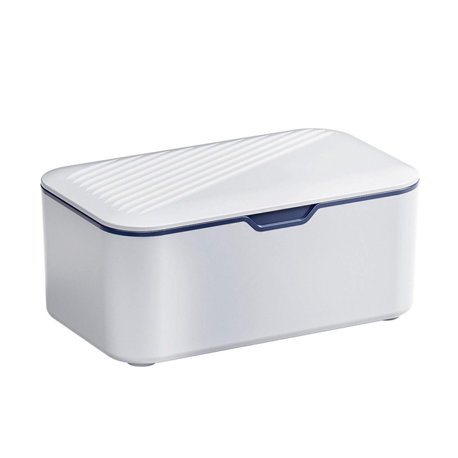Face Mask Dispenser Box With Cover - Clear Plastic Storage Organizer for Personal Protective Masks (Blue) | Perfect for Home, Office & Travel Use