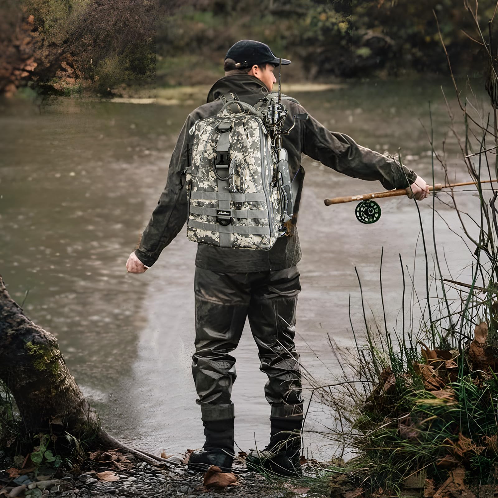 Best Fishing Backpack with Rod Holder & Tackle Box - Waterproof & Durable for Outdoor Fishing Trips - Perfect for Bass, Trout & Saltwater Anglers