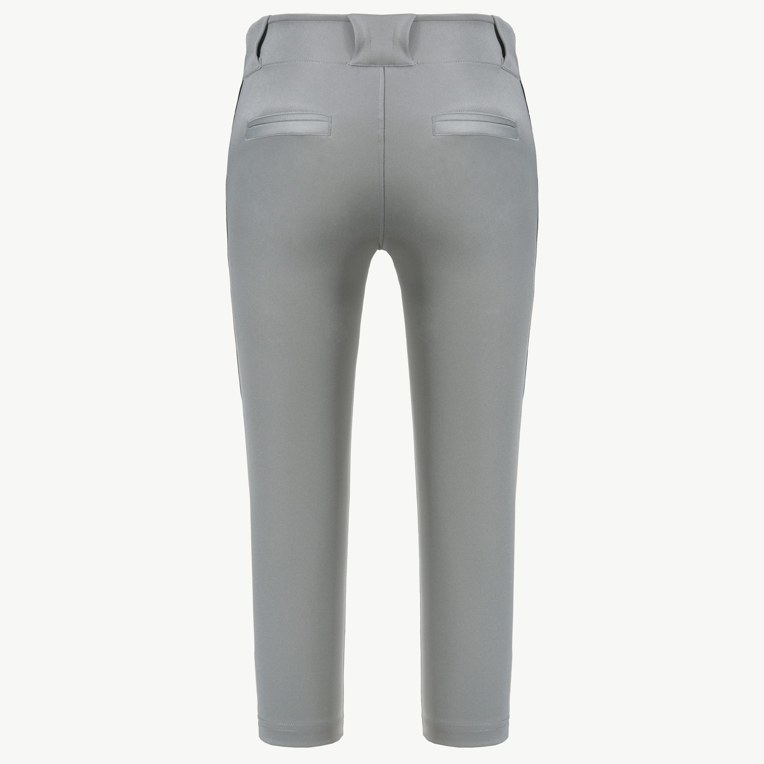 Youth Boys Baseball Pants with Black Piping - Slim Fit Adjustable Open Bottom for Comfort & Performance - Perfect for Little League, Practice & Games