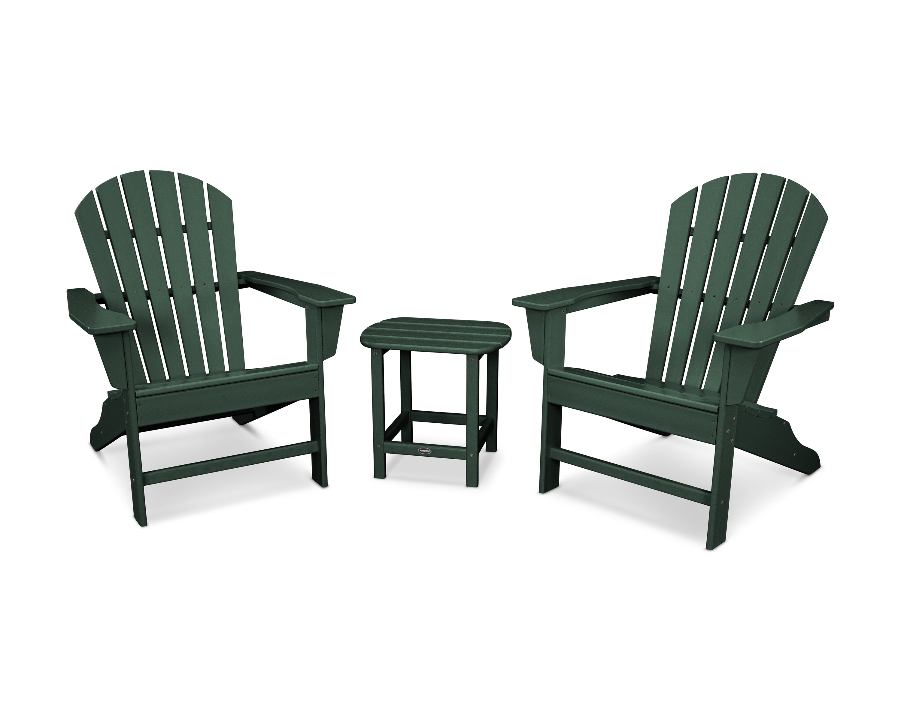 POLYWOOD South Beach Adirondack 3-Piece Outdoor Patio Furniture Set - Durable All-Weather Resin Chairs & Table for Poolside, Garden, Deck, and Backyard Relaxation