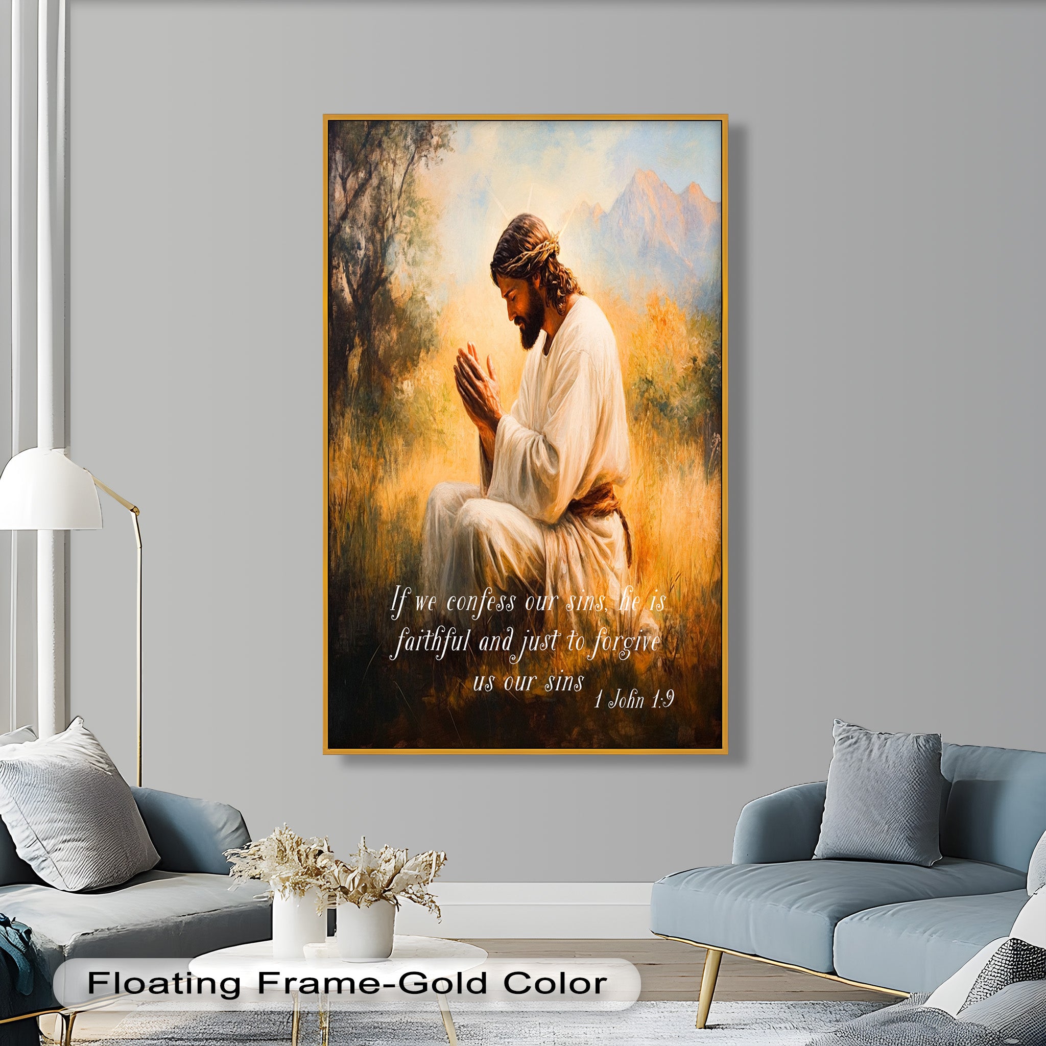 1 John 1:9 Bible Verse Oil Painting - Christian Scripture Wall Art for Home Decor, Church & Prayer Room - Divine Forgiveness Scripture Artwork