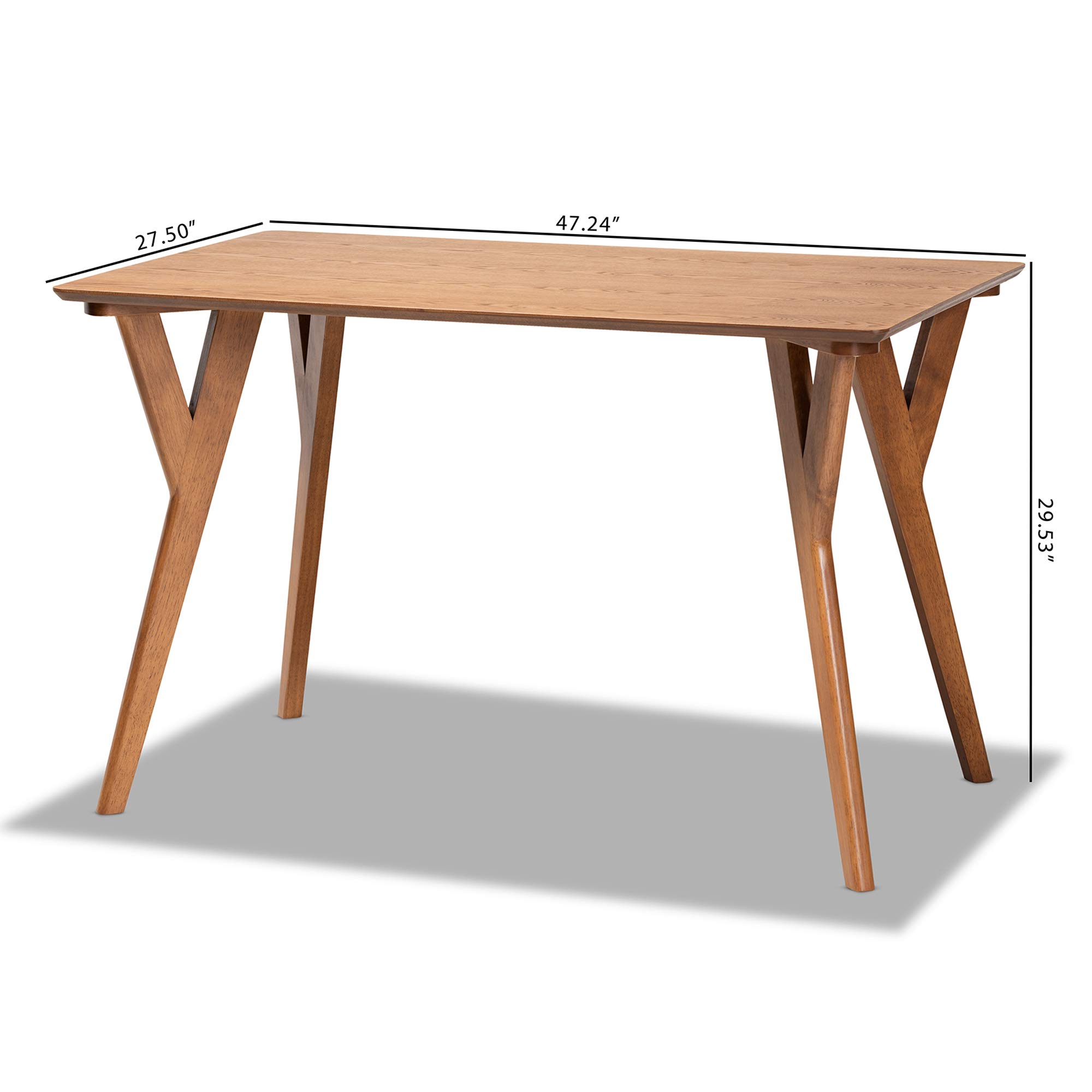 Baxton Studio Sahar Mid-Century Modern Walnut Brown Wood Dining Table - Stylish & Durable for Home, Kitchen, Dining Room & Office