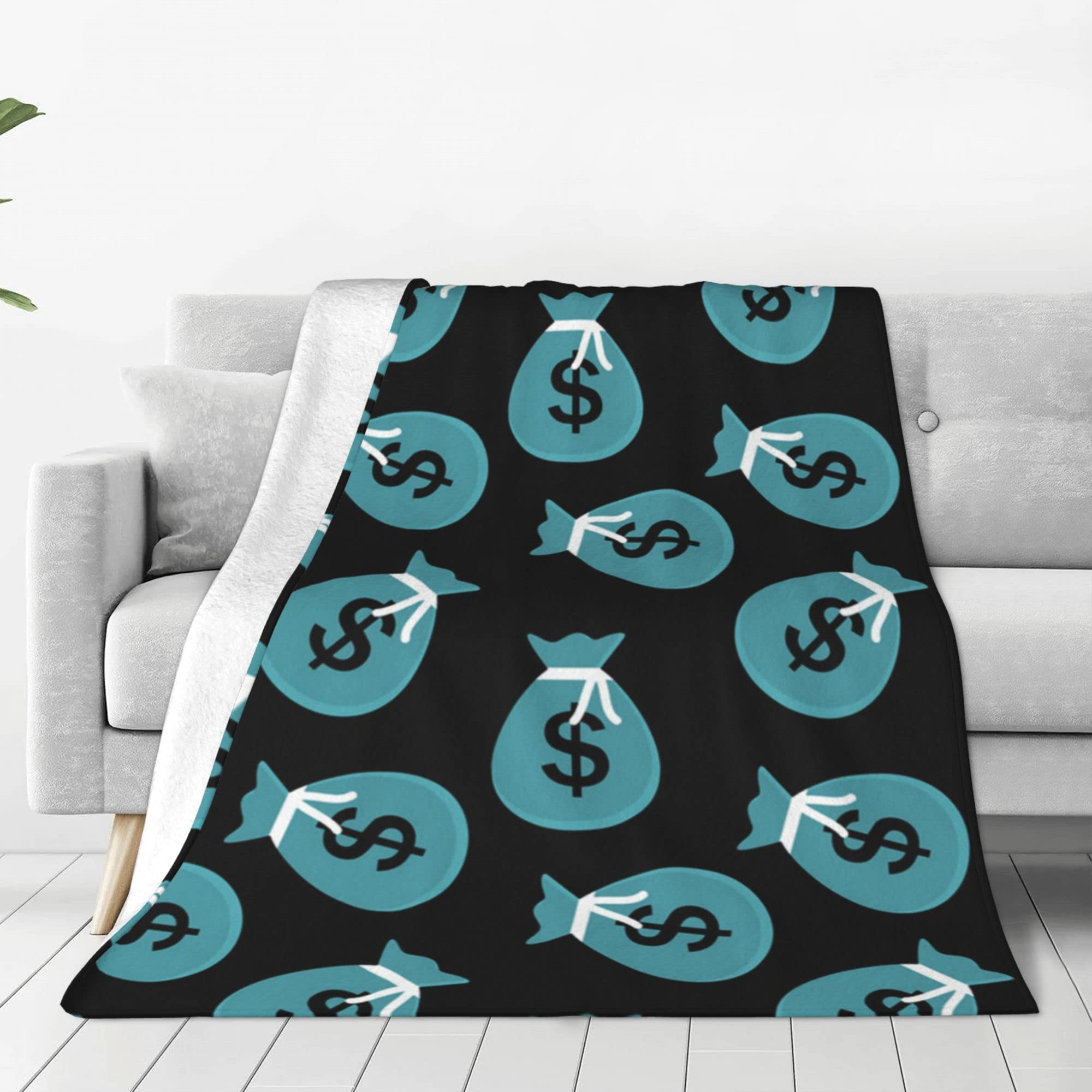 Lightweight Flannel Throw Blanket - Summer Cooling Fleece Blanket with Money Coin Pattern - Small to King Size for Couch, Bed, Sofa & Chair - Perfect for Lounging, Picnics and Travel
