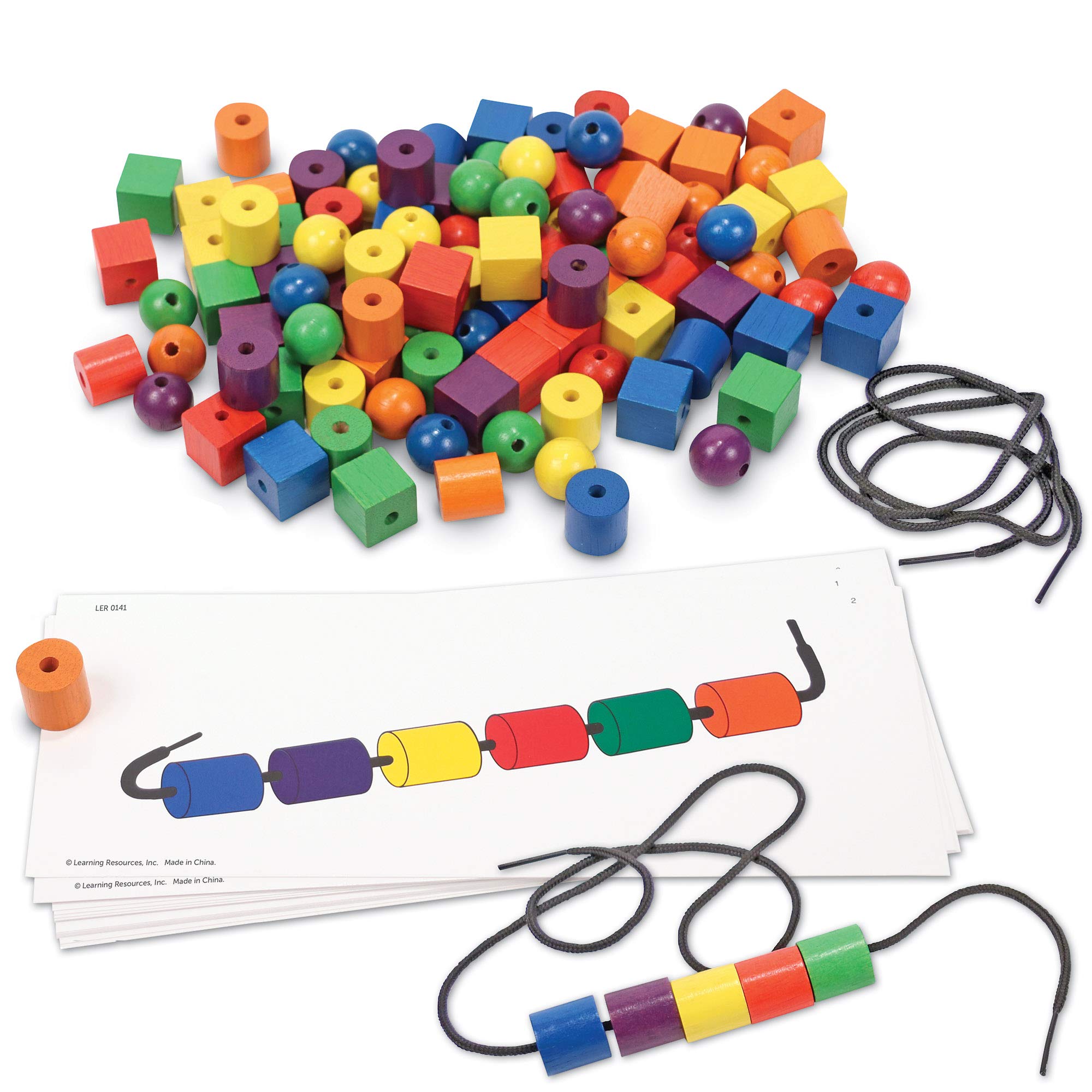 Learning Resources Beads and Patterns Card Set - 130 Piece Educational Toy for Kids Ages 3+, Fine Motor Skills Activity, Classroom Teacher Supplies, Back to School Essentials - Perfect for Preschool Learning, Homeschool Activities & Occupational Therapy Games