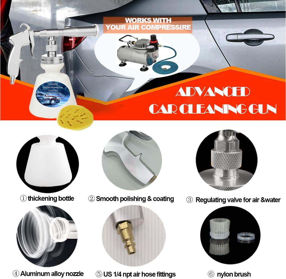 Upgraded Car Cleaning Gun & Wash Kit - 1L Foam Bottle, Spray Nozzle & Cleaning Brush for Interior & Exterior Detailing, Perfect for Home & Professional Car Care