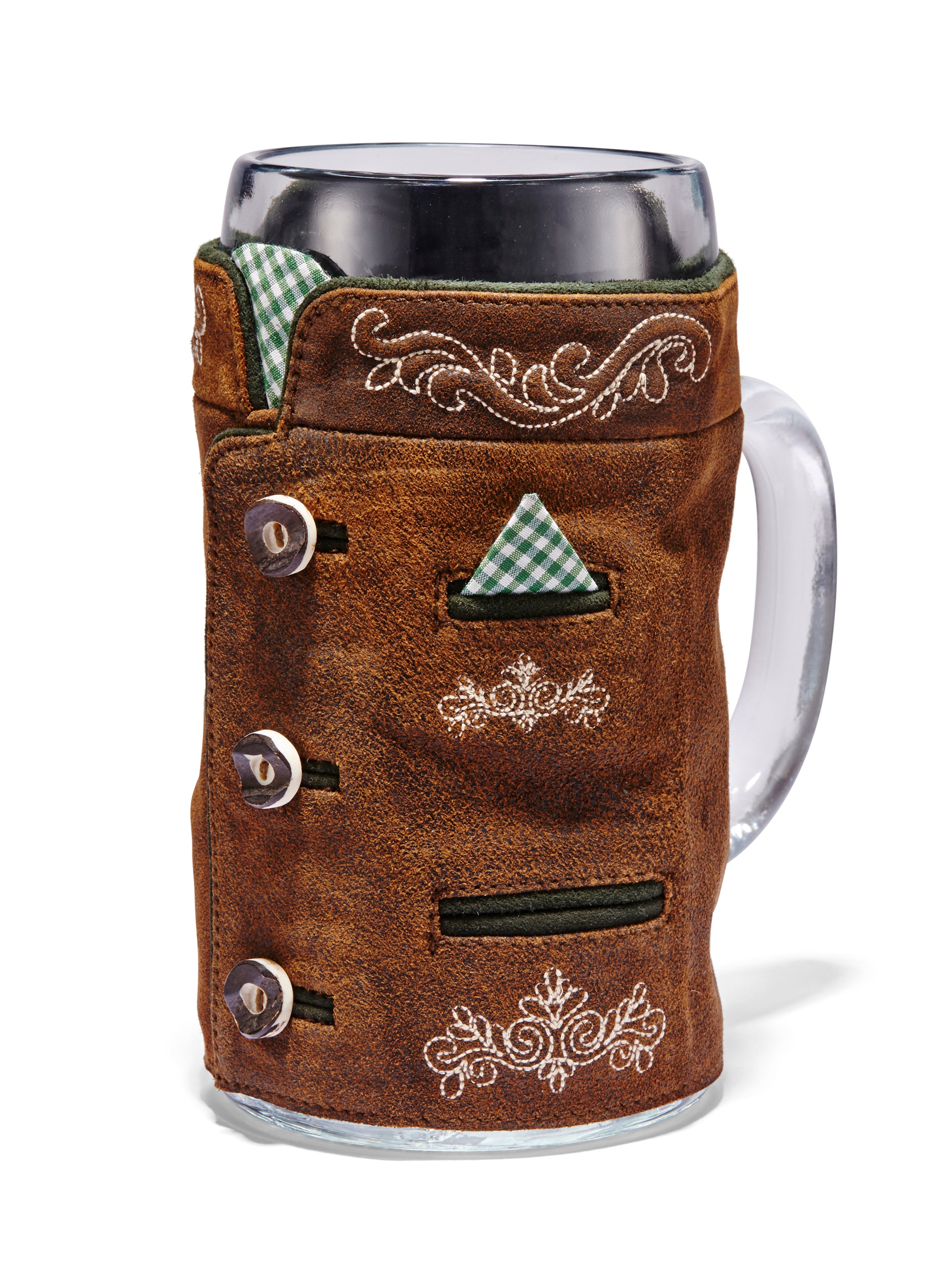 Stylish Plaid Jacket Beer Stein - Vintage Inspired Glass Mug for Beer, Cider & Ale - Perfect for Oktoberfest, Pub Nights & Gifts