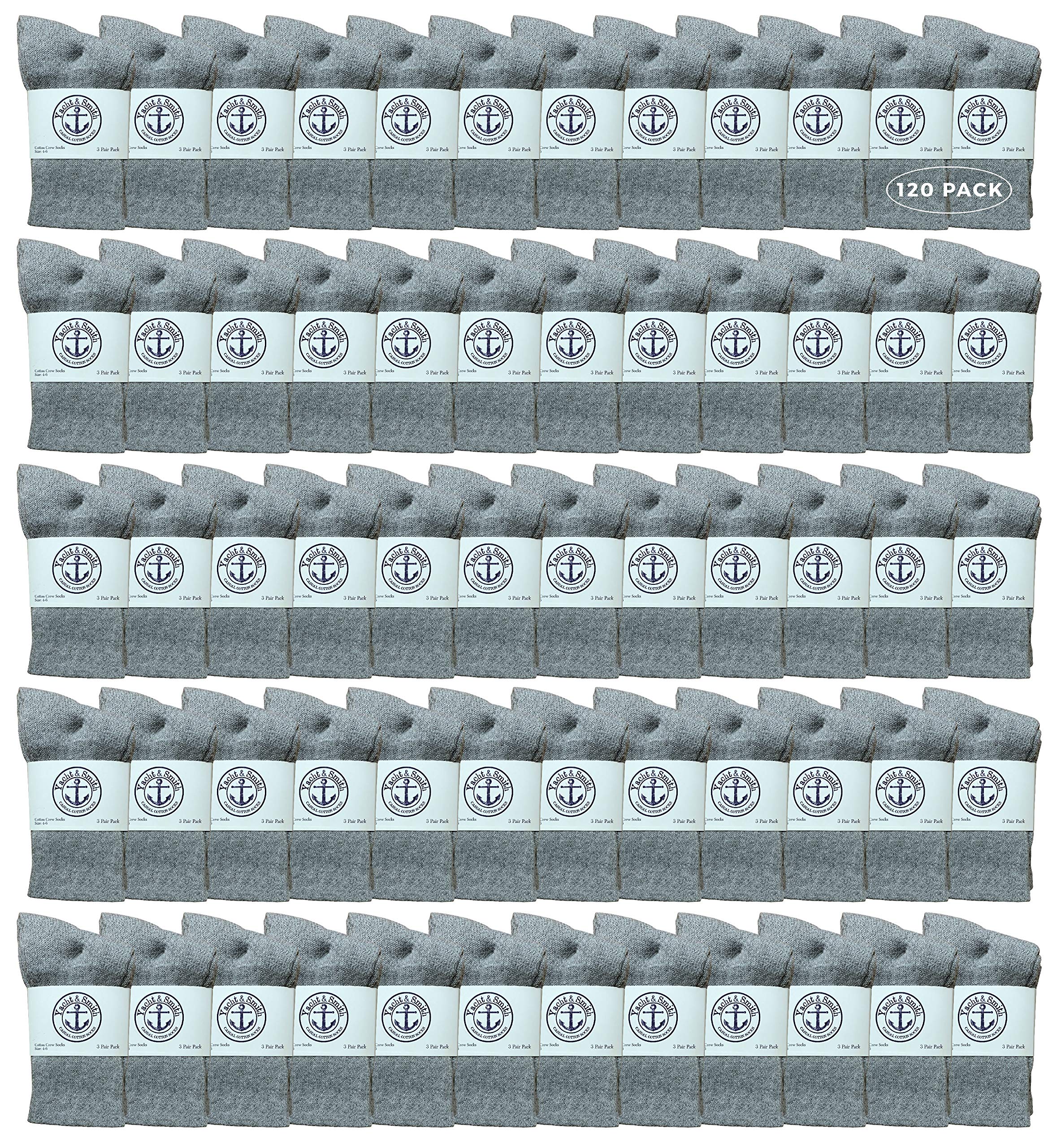 120 Pairs Bulk Kids Crew Socks - Soft Cotton Yacht & Smith Style for Boys & Girls (Sizes 4-6) - Perfect for School, Sports & Everyday Wear