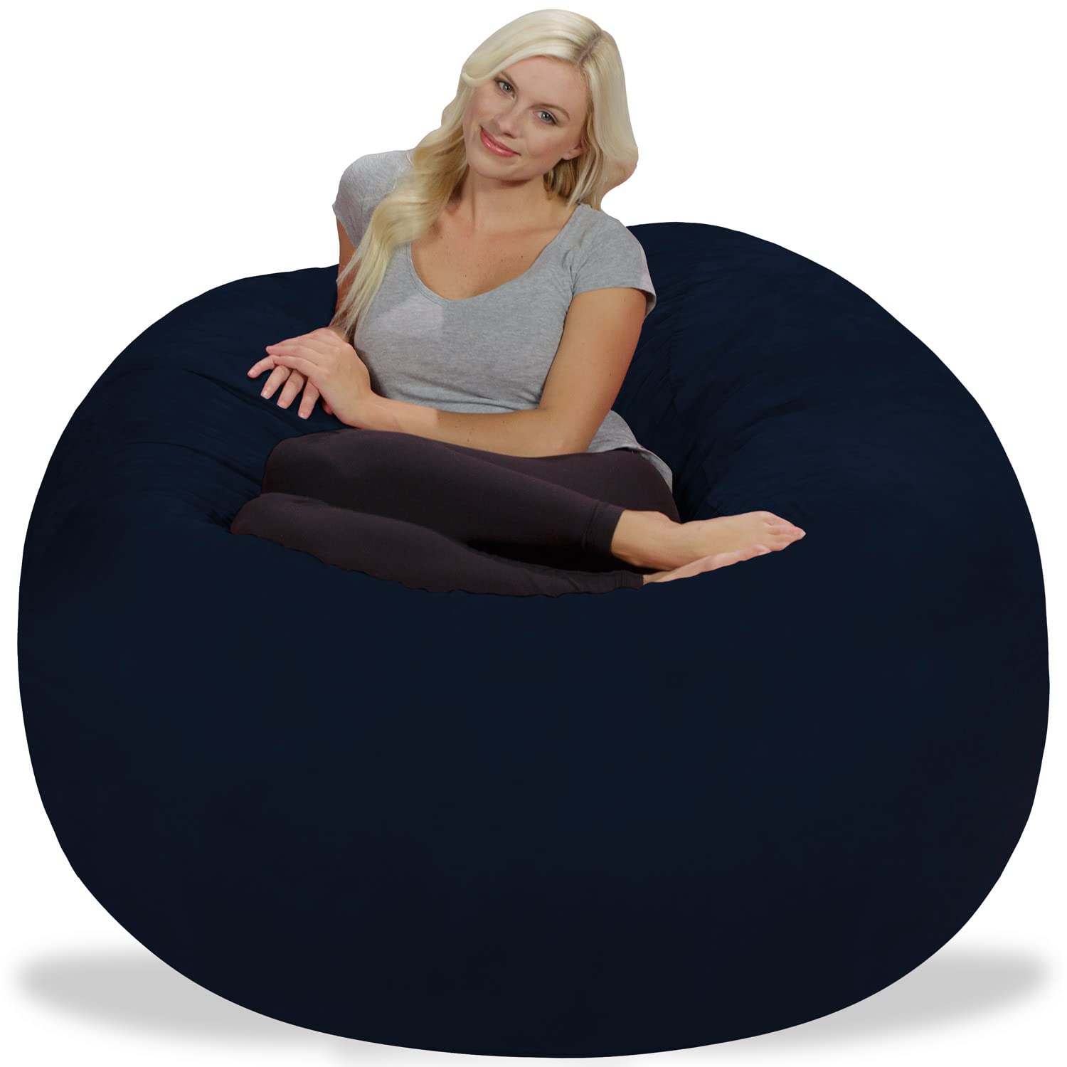 Chill Sack 5' Giant Memory Foam Bean Bag Chair - Ultra Soft Microfiber Cover - Midnight Blue - Perfect for Living Room, Game Room, Dorm & Relaxation