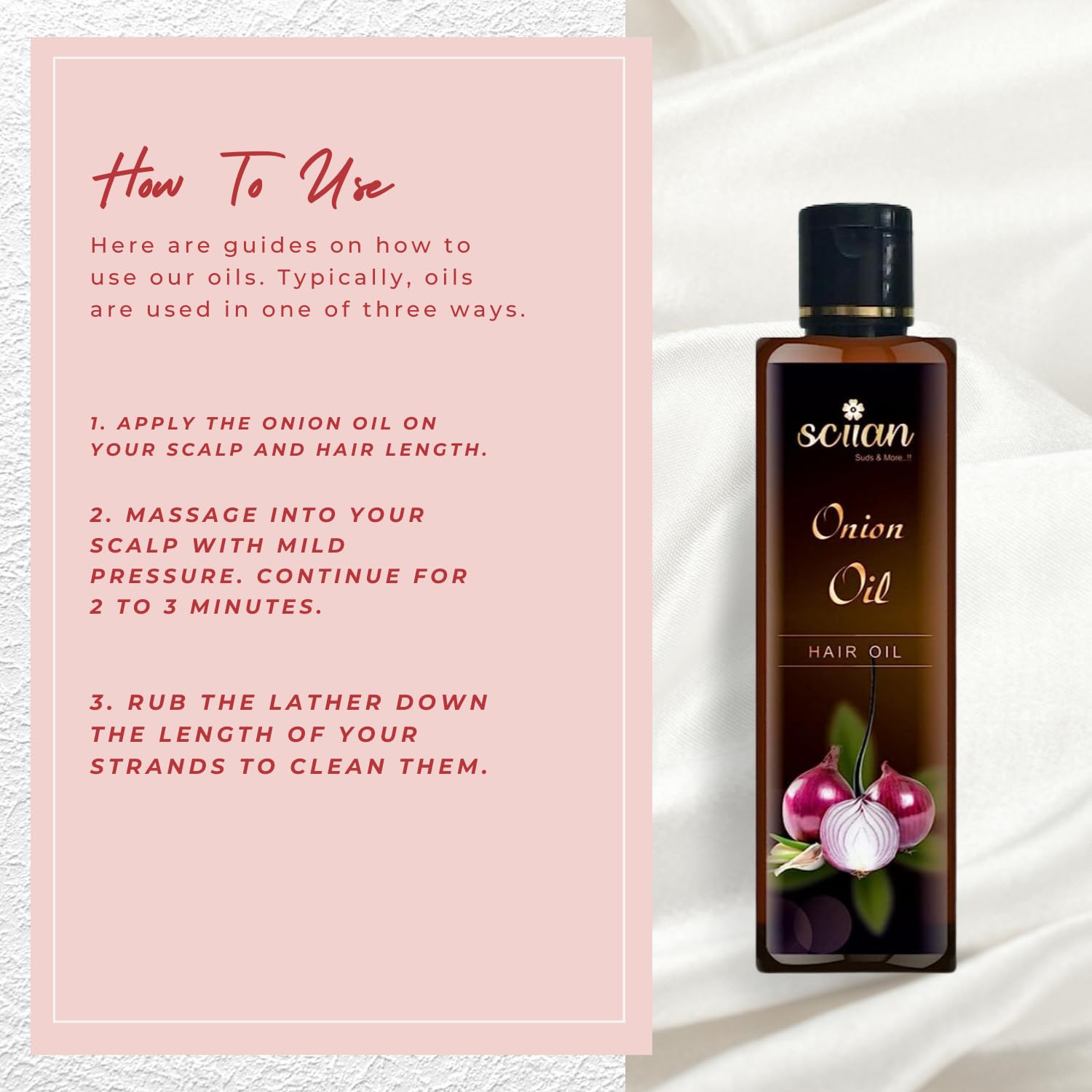 SCIIAN Onion Hair Oil 100ml - Natural Scalp Nourishment for Dry, Frizzy Hair - Reduces Dandruff & Promotes Smooth, Silky Hair - Perfect for Daily Hair Care & Styling