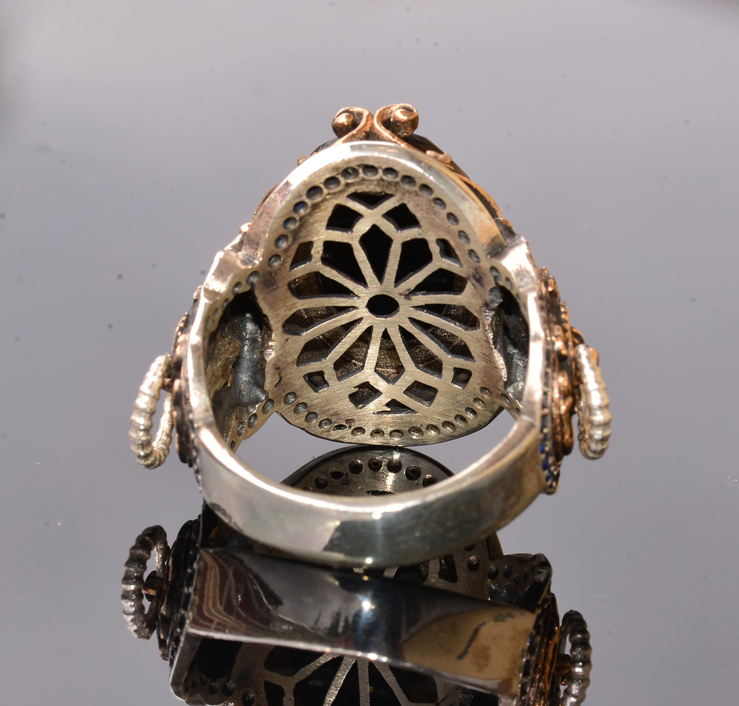 Handmade 925 Sterling Silver Men's Ring with Genuine Gemstone - Lion Design Gold Plated Birthstone Jewelry for Men - Perfect Gift for Birthday, Anniversary & Special Occasions