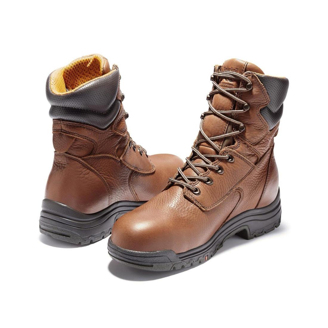 Titan 8 Inch Alloy Toe Waterproof Work Boots for Men - Medium Brown Safety Shoes for Construction, Hiking & Outdoor Work
