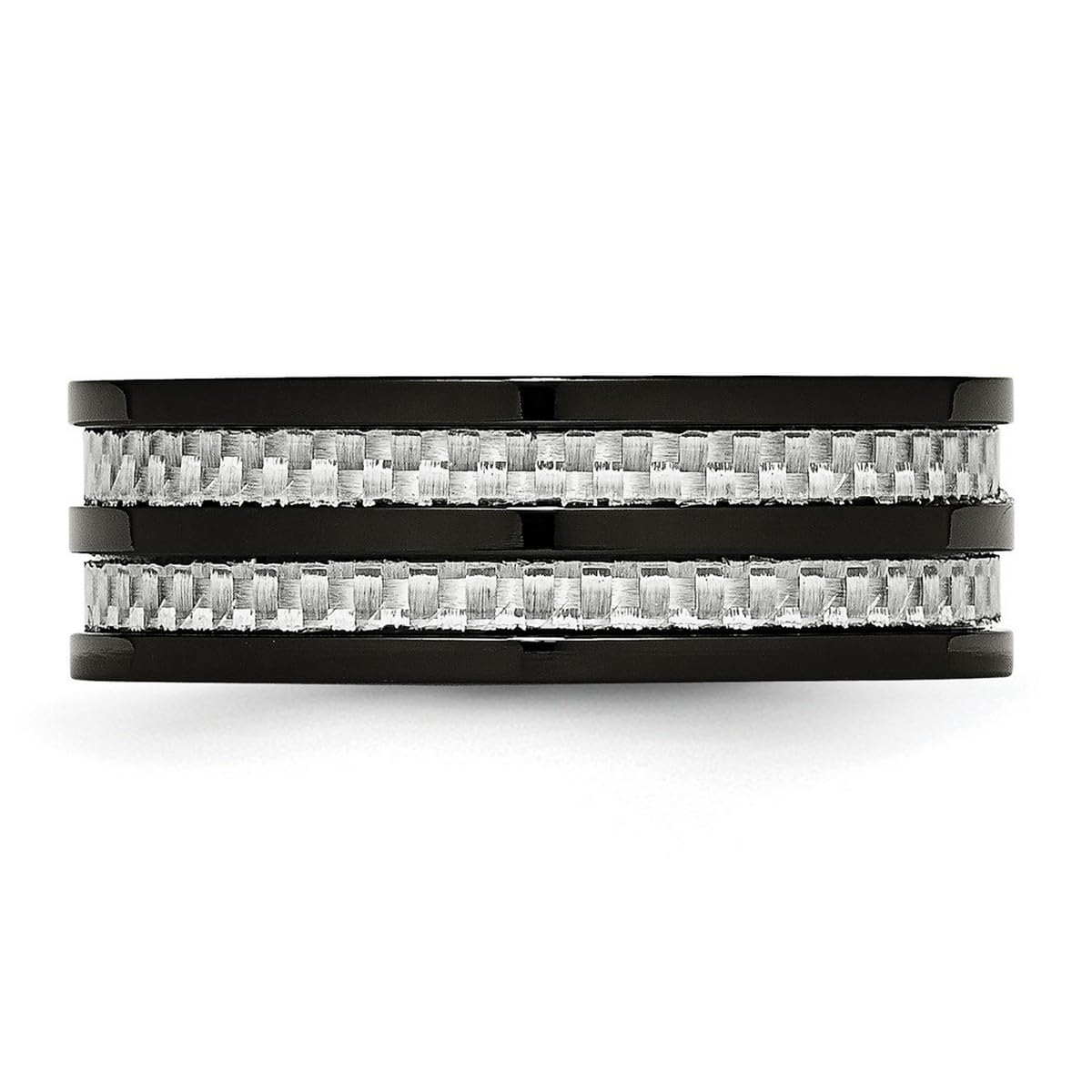 Titanium Black Plated Carbon Fiber Inlay Polished Band Ring for Men & Women - Durable Wedding, Engagement, Fashion Jewelry Gift in Multiple Sizes (2mm-8mm Width Options) - Perfect for Everyday Wear, Special Occasions & Couples Matching Rings