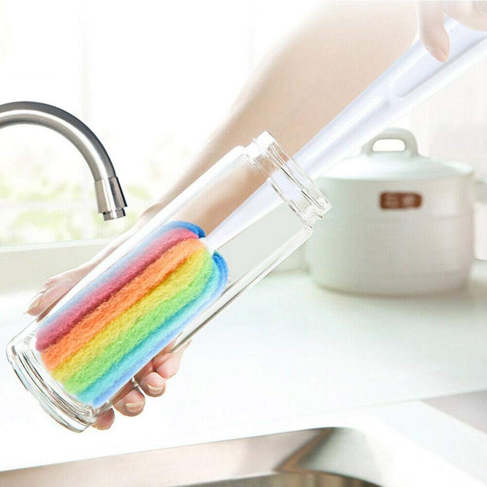 Weeeee Cleaning Scrub Sponge Brush with Handle - Colorful Dishwashing Brush for Coffee Mugs, Wine Glasses, Pots & Bottles | Perfect for Kitchen, Bar & Home Cleaning