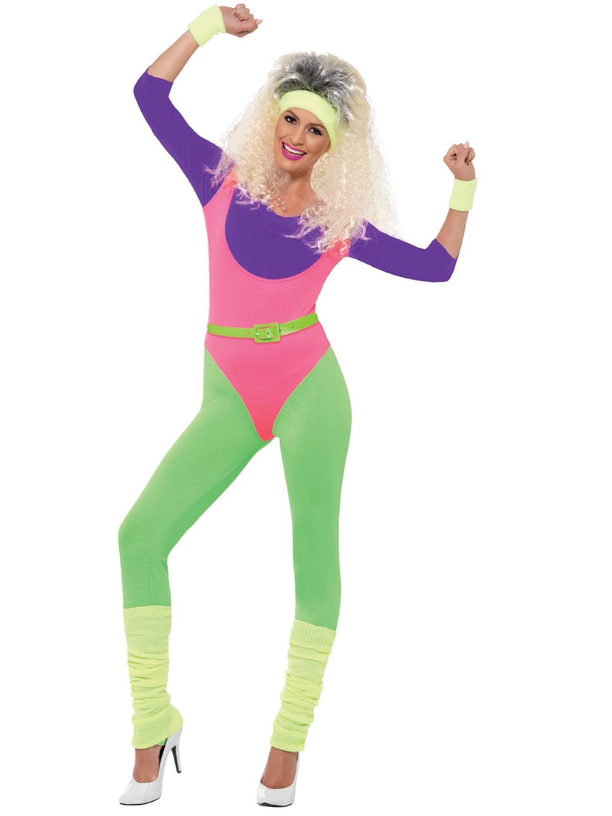 Smiffy's Women's 80's Workout Costume - Retro Aerobics Outfit for Halloween, Theme Parties & Dance Performances
