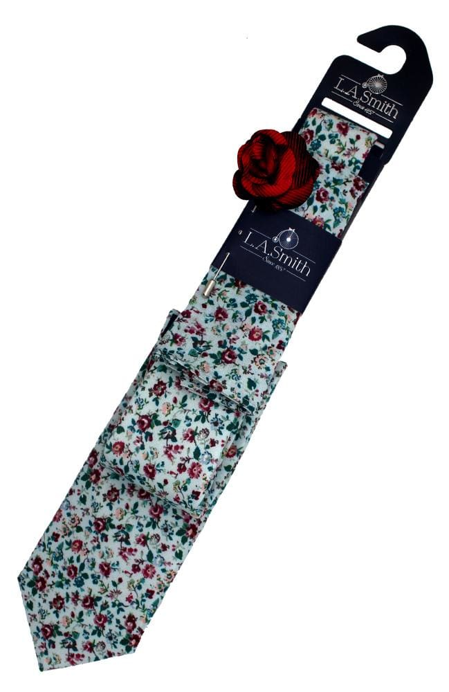 LA Smith Poly Blue Tie and Lapel Pin Set for Men - Premium Silk Tie with Matching Lapel Pin - Perfect for Weddings, Business Meetings & Formal Events