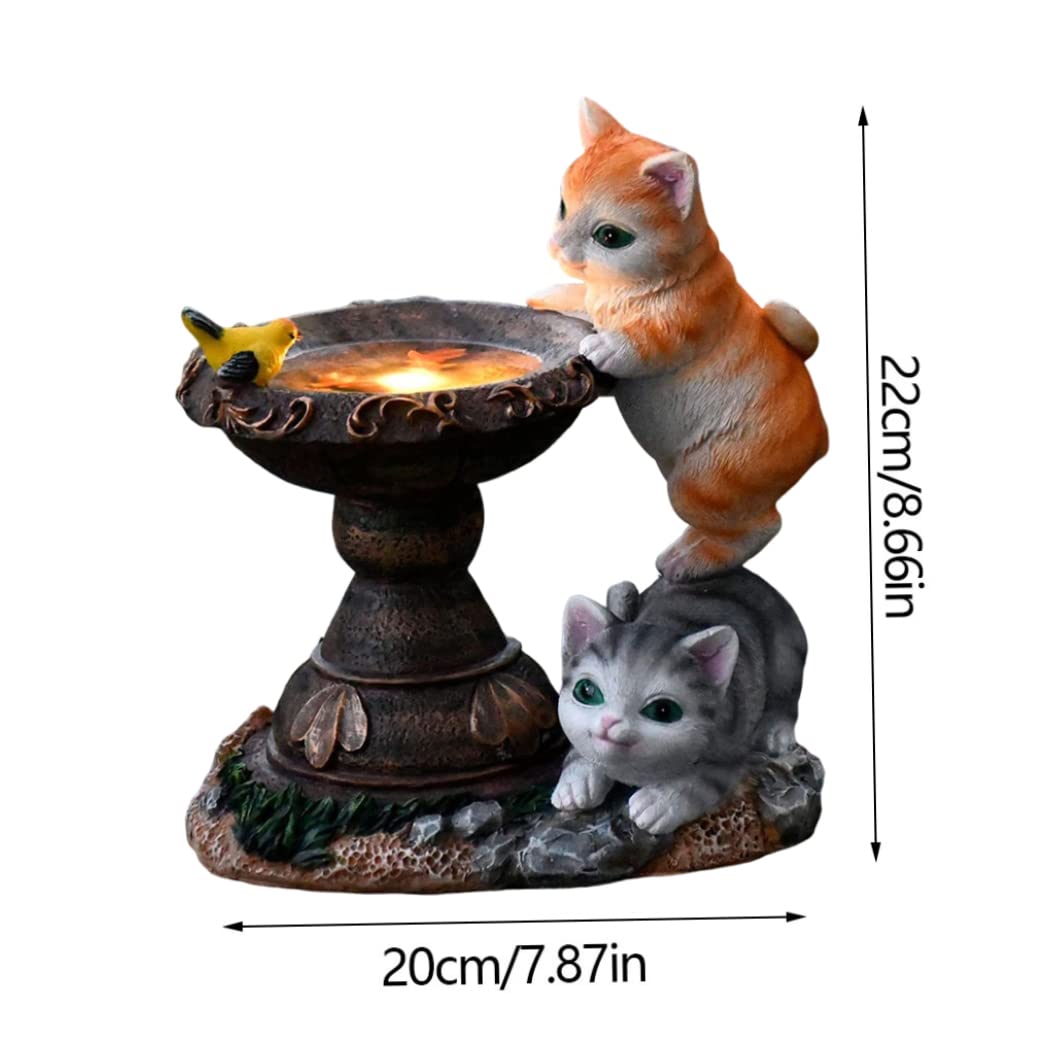 Solar LED Cat Garden Statue - Waterproof Resin Outdoor Decor with 2 Cats - Perfect for Patio, Lawn, Yard & Garden Lighting at Night
