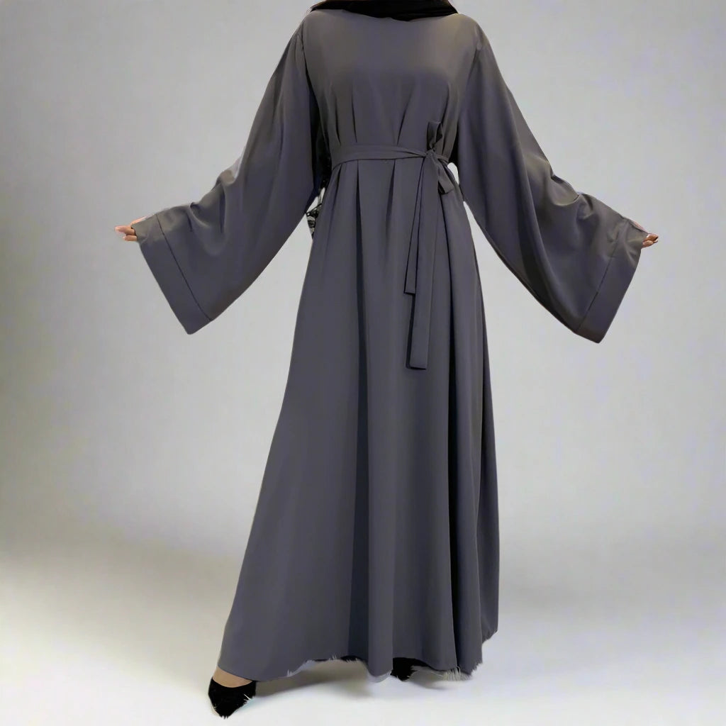 14 Color Options Nida Solid Color Abaya Dress for Middle Eastern Arab Women - Modest Islamic Clothing for Prayer, Daily Wear & Special Occasions